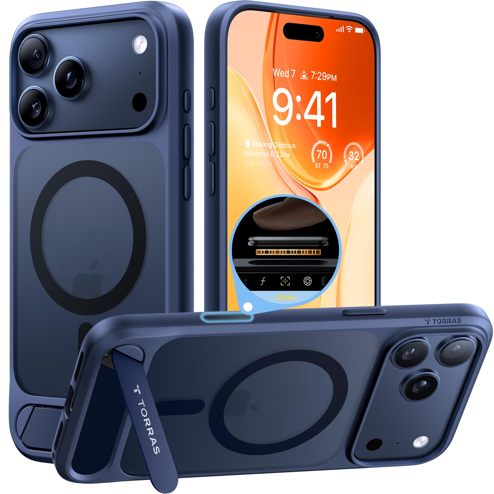 TORRAS Strong Magnetic & Seamless Stand for iPhone 17 Pro Max Case, Fit for MagSafe, Military Grade Drop Protection, Invisible A