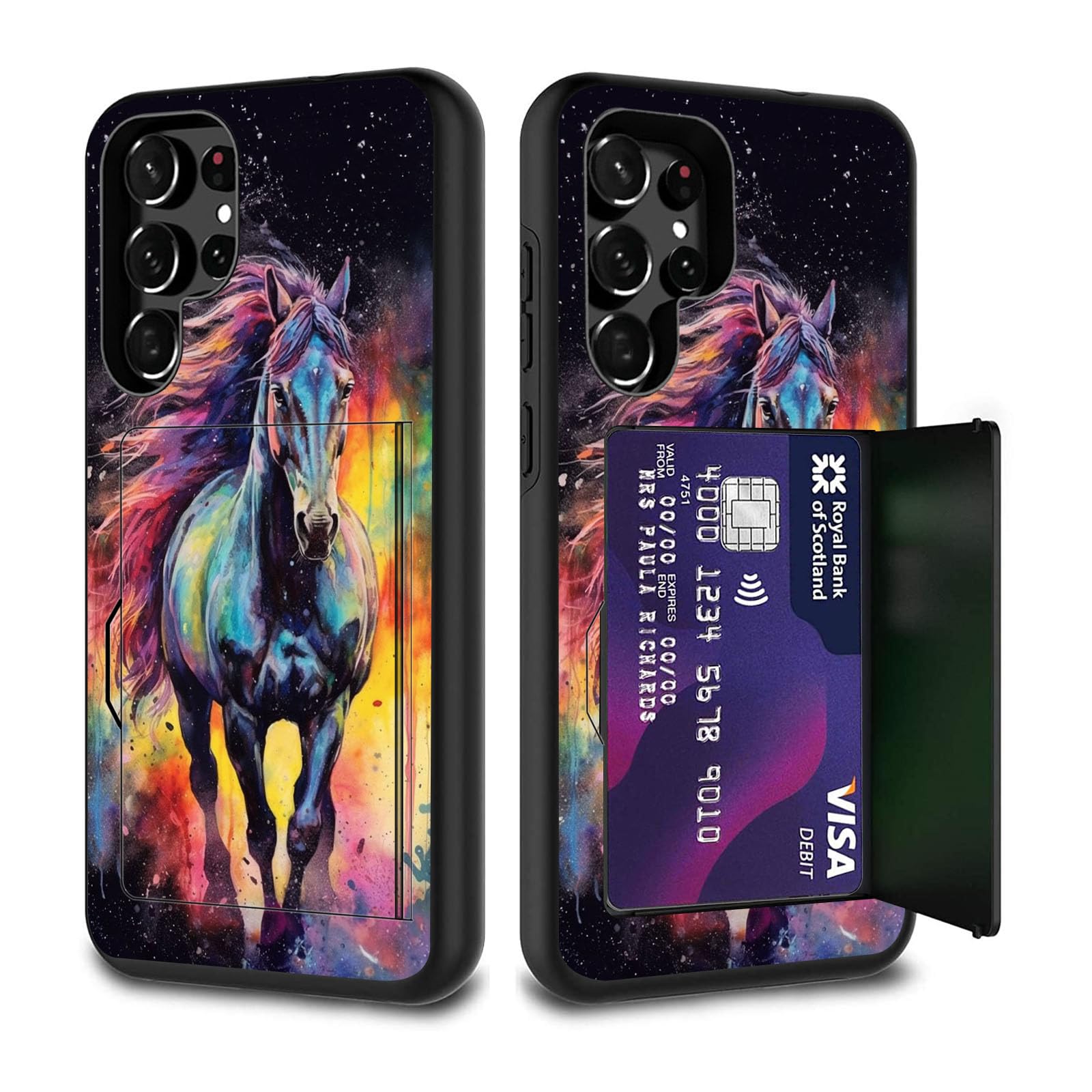 Fgdrfgrw Designed For Galaxy S24 Ultra Card Holder Credit Card Wallets Case,Dual Layer Hybrid Shockproof Drop Protection With Ki