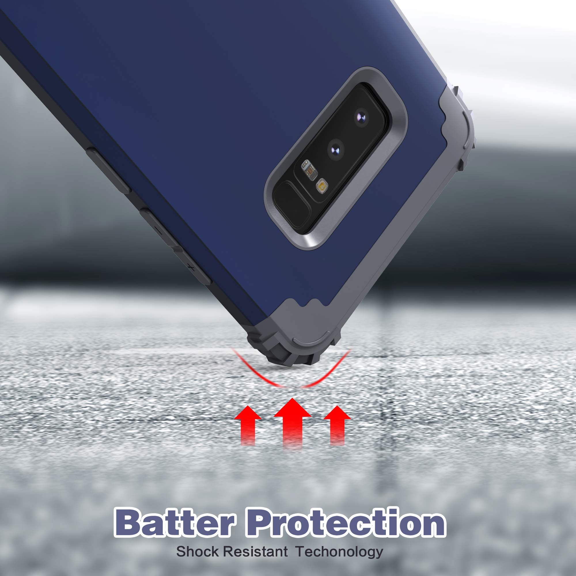 IDweel Galaxy Note 8 Case Shockproof Slim Hybrid Hard PC Silicone Blue 6.3 Inch