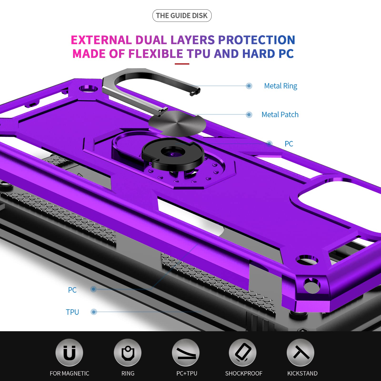 Leyi Phone Case For Samsung Galaxy A03S, Galaxy A03S Case With Screen Protector [2 Pack], Heavy Duty Shockproof Protective Case