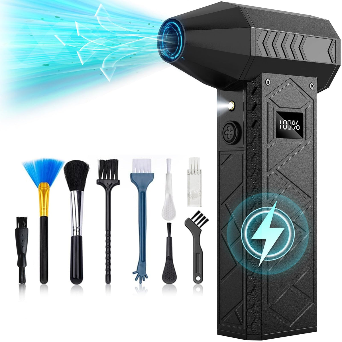 Degge 10000Mah Compressed Air Duster, 180000Rpm Electric Air Duster With Display Screen & Light, 4 Gear Adjustable Cordless Rech