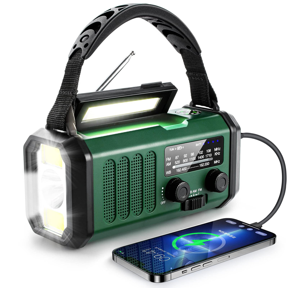 10000Mah Crank Radio, Emergency Radio, Solar Radio, Noaa/Am/Fm Weather Radio, Usb Type C Charging, Dynamo Radio, Polymer Battery