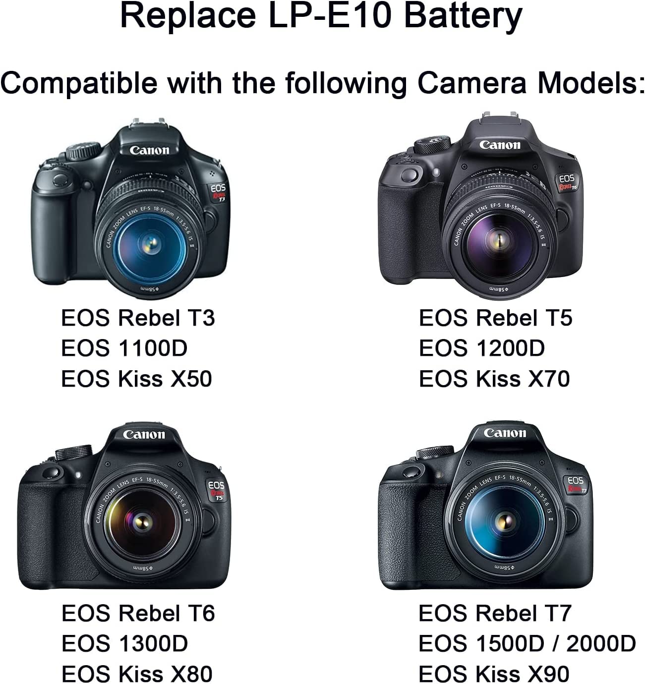 Hy1C Ack E10 Ac Power Adapter Dr E10 Dc Coupler Lp E10 Dummy Battery Kit For Canon Eos Rebel T7 T6 T5 T3 1100D 1200D 1300D 1500D 2000D Cameras