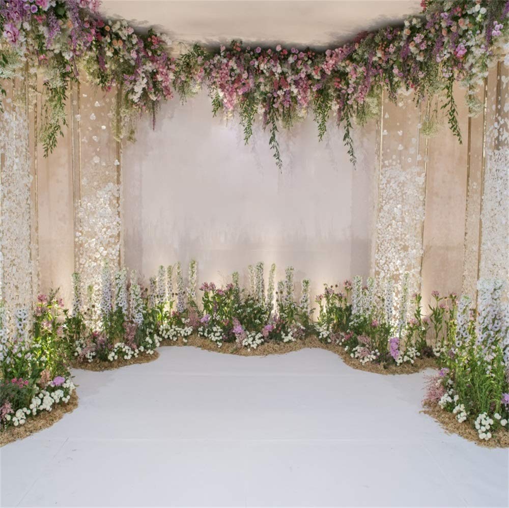 Csfoto Vinyl 10X10Ft Backdrop, Colorful Floral Design, Ideal For Wedding, Party, Photography, Decoration