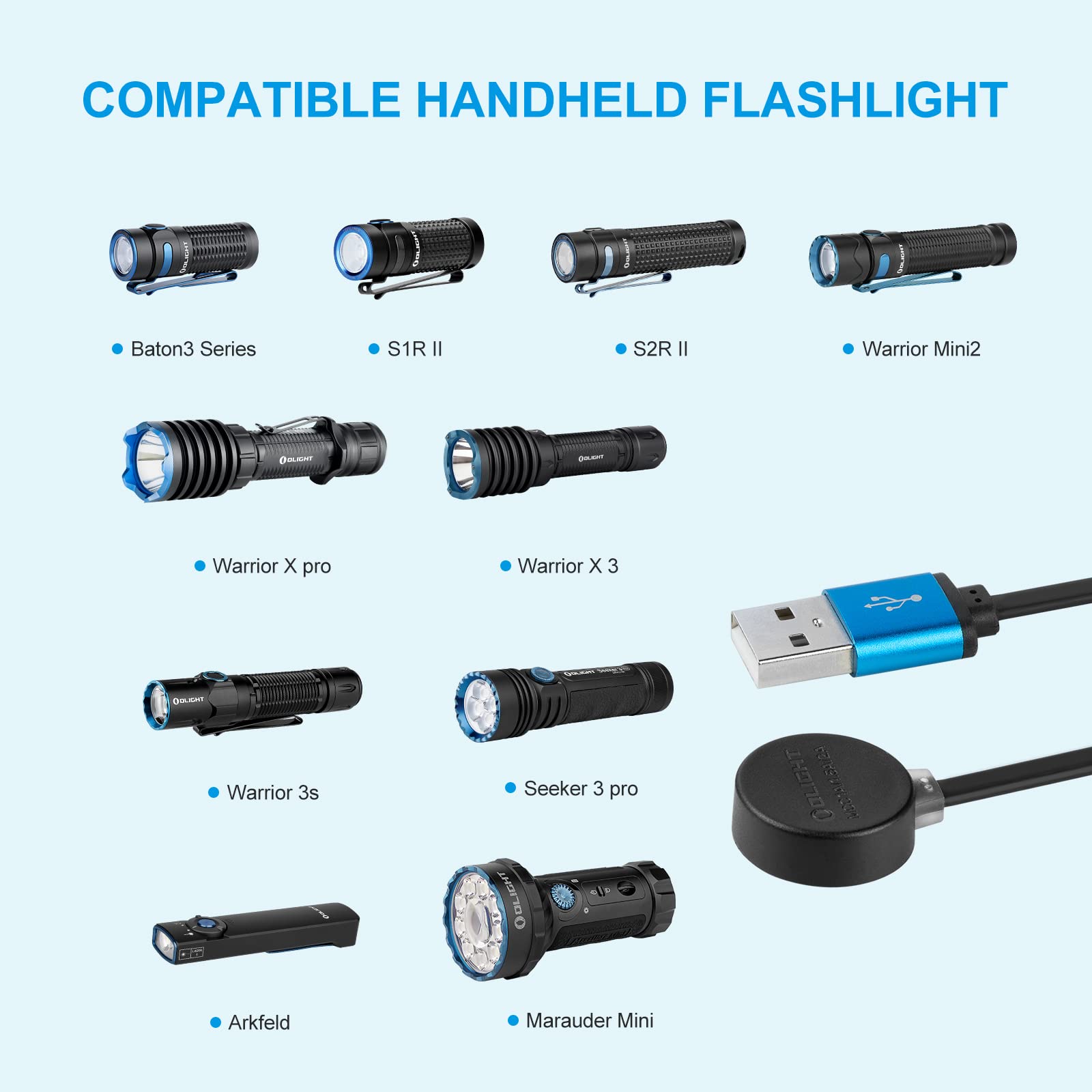 OLIGHT MCC 3 Black Smart Magnetic Charger for Odin/OdinMini/OdinS/PL-Mini3/Baton3/Warrior Mini2 & More