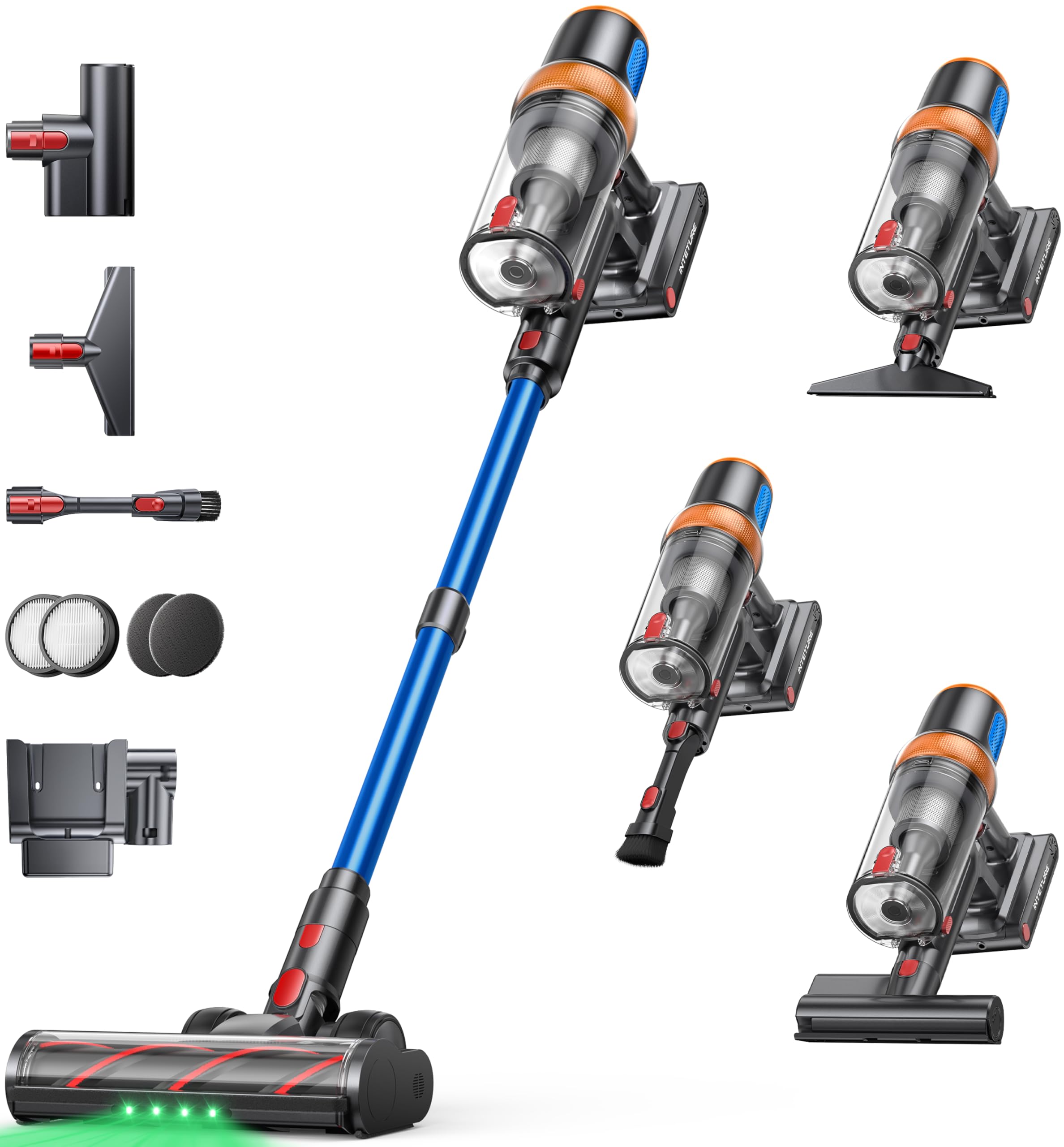 Cordless Vacuum Cleaner, 650W 55KPA 70Mins Vacuum Cleaners for Home, Upgraded Stick Vacuum with Mattress Cleaning Tool, Wall Mou