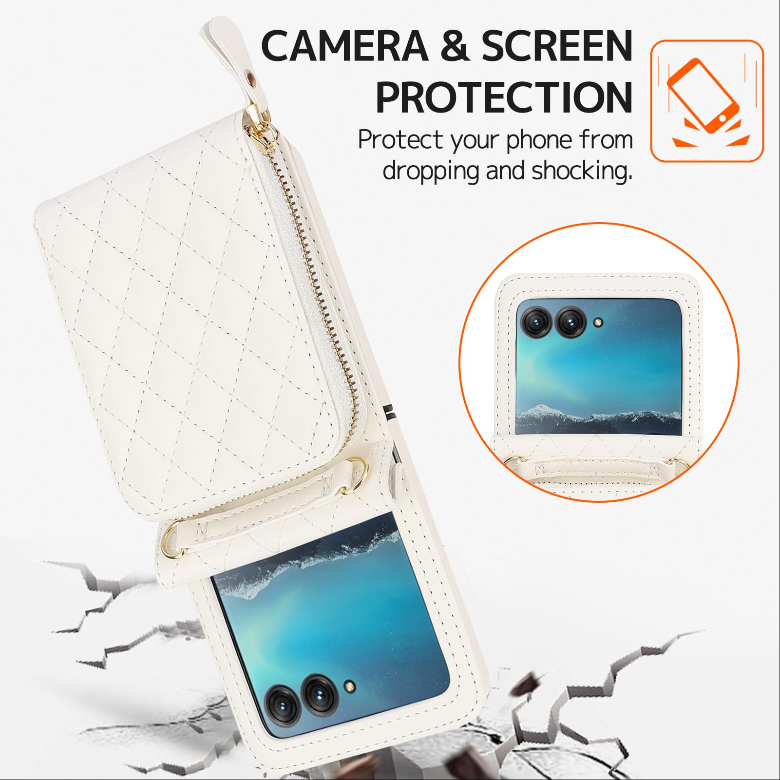 Ninki Compatible For Motorola Razr 2024 Case With Card Holder,Lanyard Strap Wristlet Case For Moto Razr 2024 Leather Wallet Flip