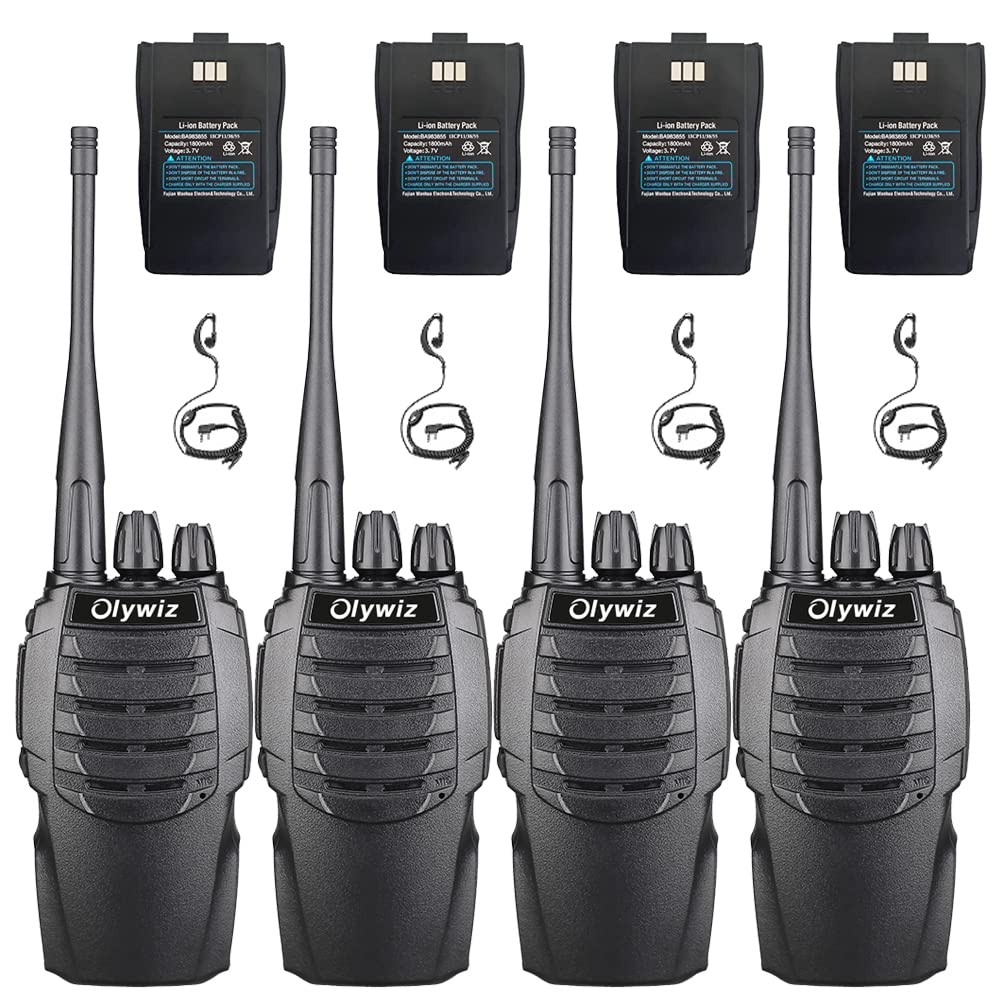 Olywiz Walkie Talkies Rechargeable Long Range Two Way Radios With Earpieces, 2 Way Radios Uhf Handheld Transceiver 1800Mah 16 Ch