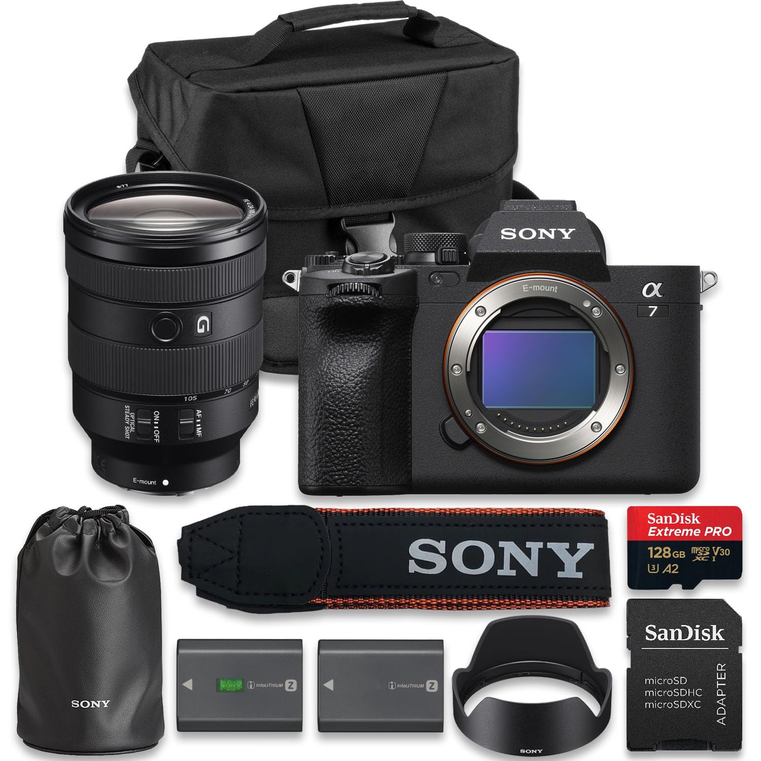 Sony Alpha 7 IV | USA Model | Full Frame Mirrorless Camera with FE 24-105mm f/4 G OSS Standard Zoom Lens + SanDisk 128GB Extreme