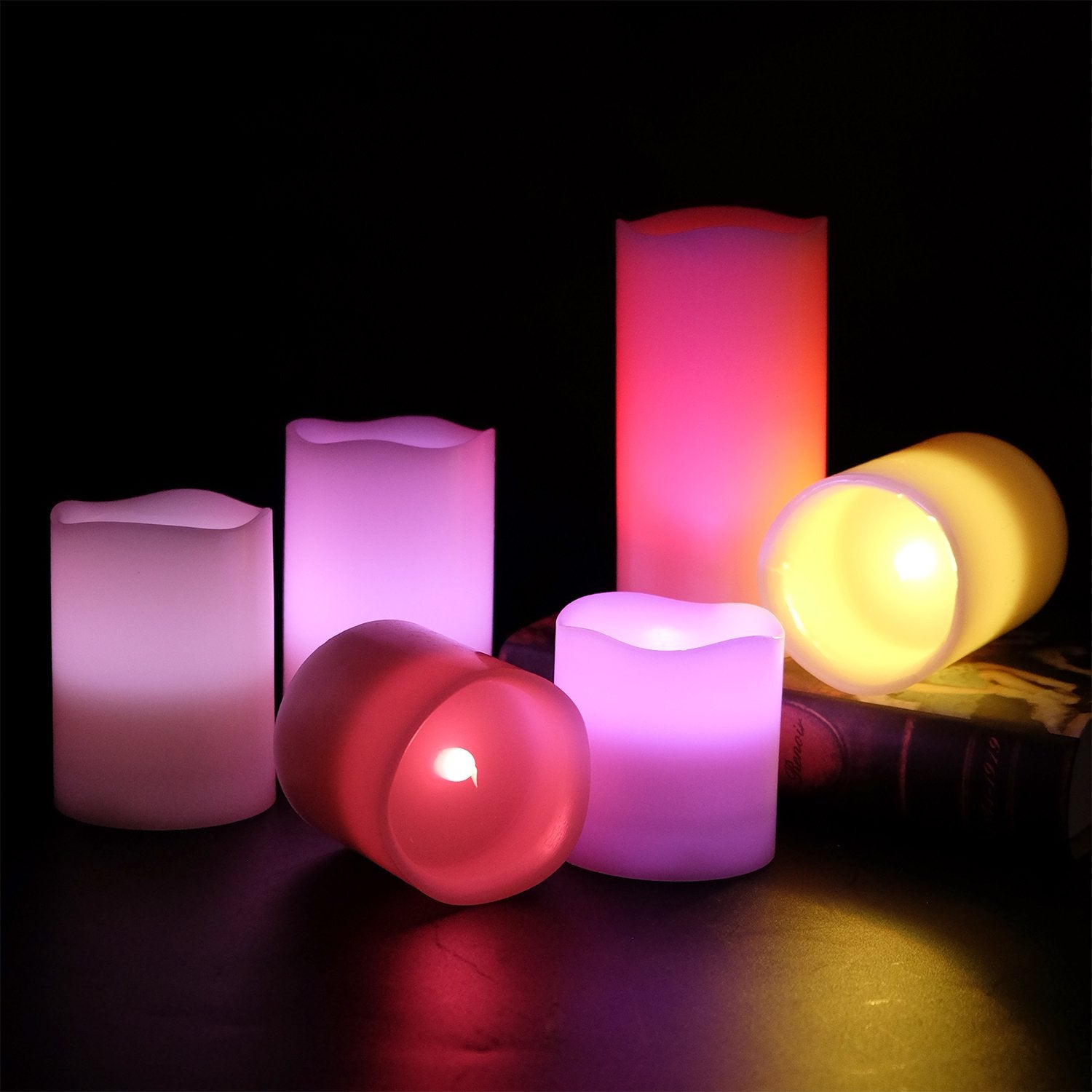 Dromance Flameless Flickering Candles Color Changing With 18 Key Remote Timer, Battery Operated Real Wax Set Of 6 Led Pillar Can