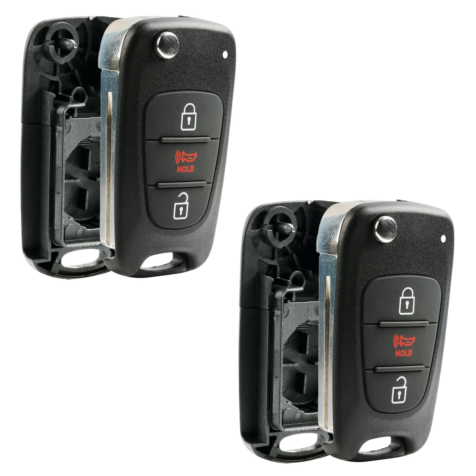 Fits 2012 2014 Kia Rio / 2010 2013 Kia Soul Flip Key Fob Remote Case Shell (Nyoseksam11Atx), Set Of 2