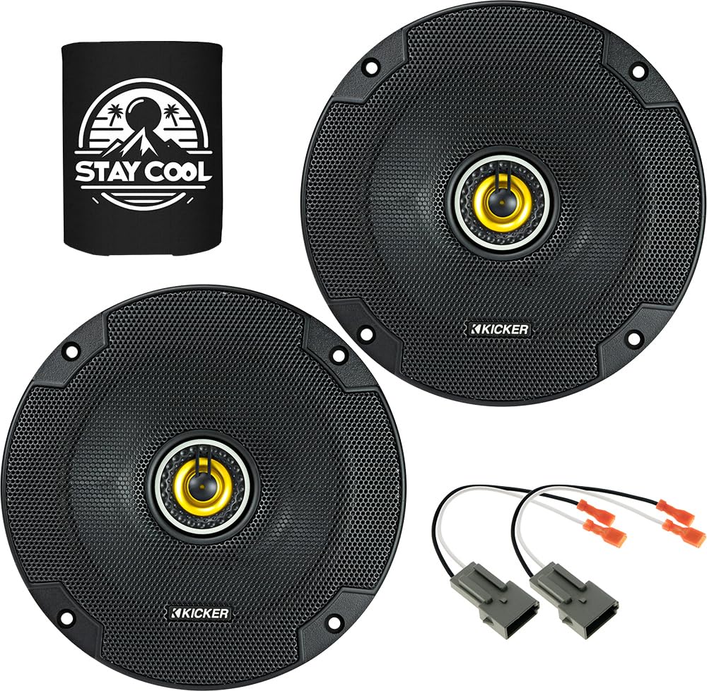 KICKER Speakers 6.5 inch for Lincoln Continental 1990-1994 Upgrade Kit - Pair of CS Series with Harness, Coaxial 6 1/2 Car Audio