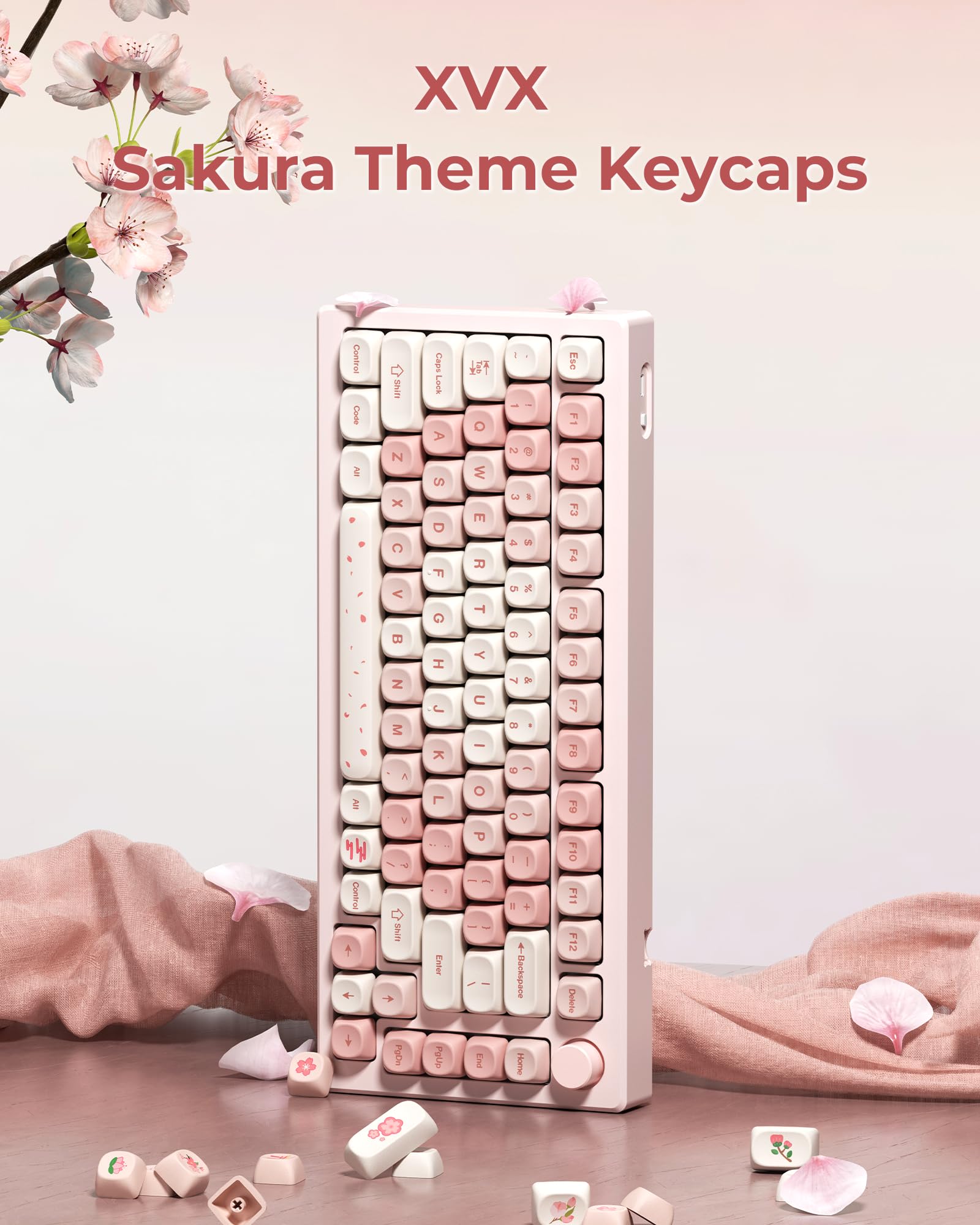 Hitime Xvx Keycaps   Pink Cute Pbt Keycaps, Moa Keycaps Dye Sublimation, Custom Keyboard Keycaps 60 65 75 100 Percent For 100%,