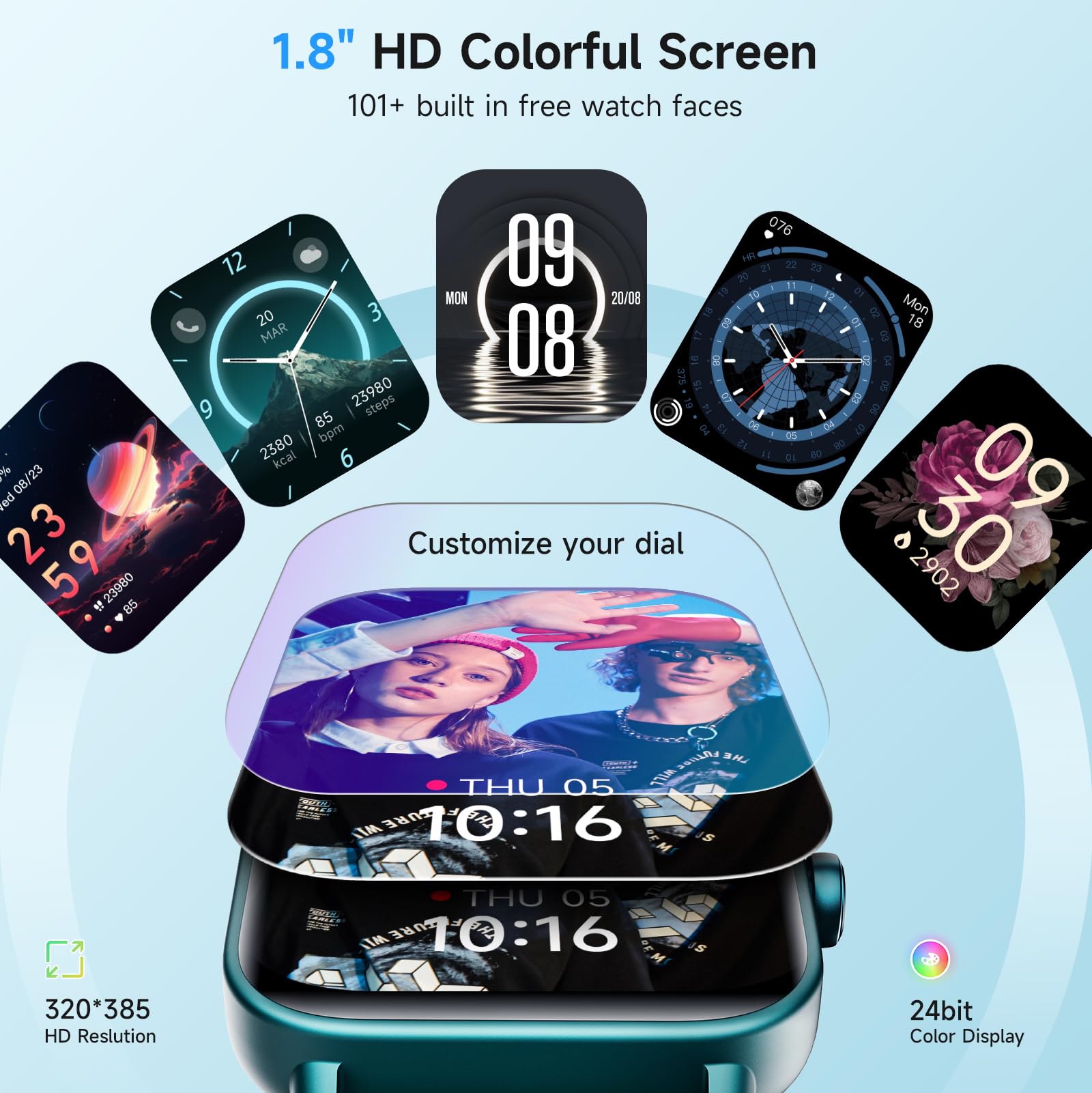 Smart Watch For Women Android Iphone, Alexa Built In, 1.8'' Smartwatch With Heart Rate/Spo2/Sleep Monitor, Ip68 Waterproof Activ