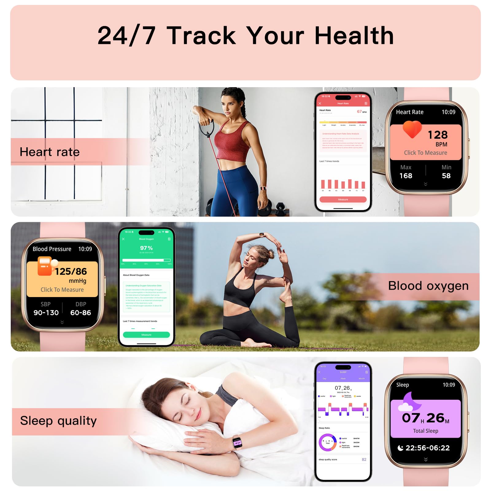 Smart Watches For Women Men Answer/Make Call, 1.85 '' Fitness Watch With 120+ Sports Modes, Heart Rate/Blood Oxygen/Activity Tra
