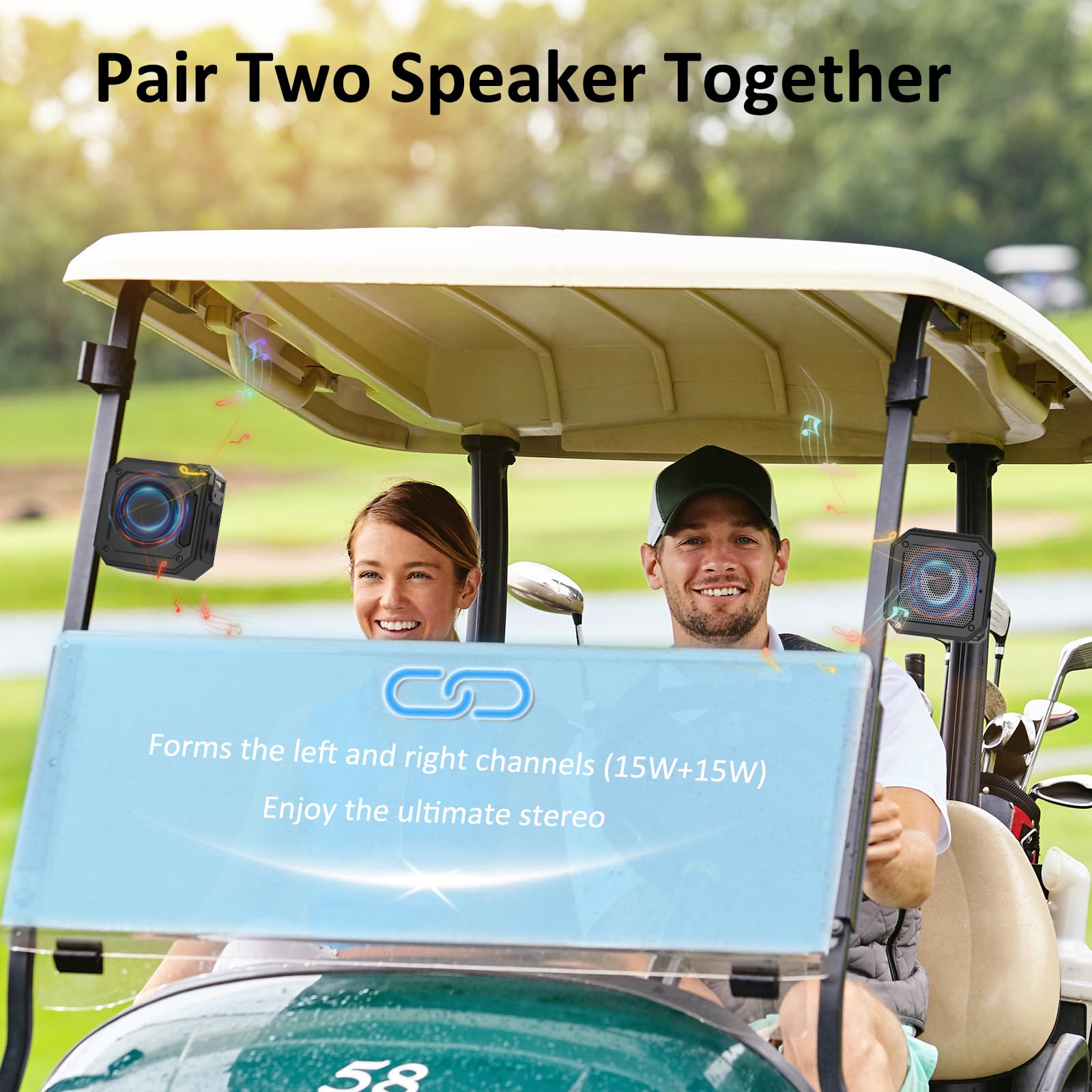 Golf Cart Bluetooth Speaker Magnetic Portable Wireless Speaker With Loud Stereo Sound Bass Boost 20 Hours Play Ipx7 Waterproof T