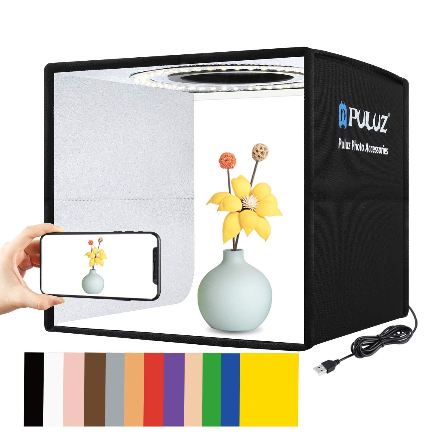 Foldable Photo Box Portable Studio Kit 12 Background Colors Led Dimmable Photography Light Box 25 Cm Photo Props Equipment