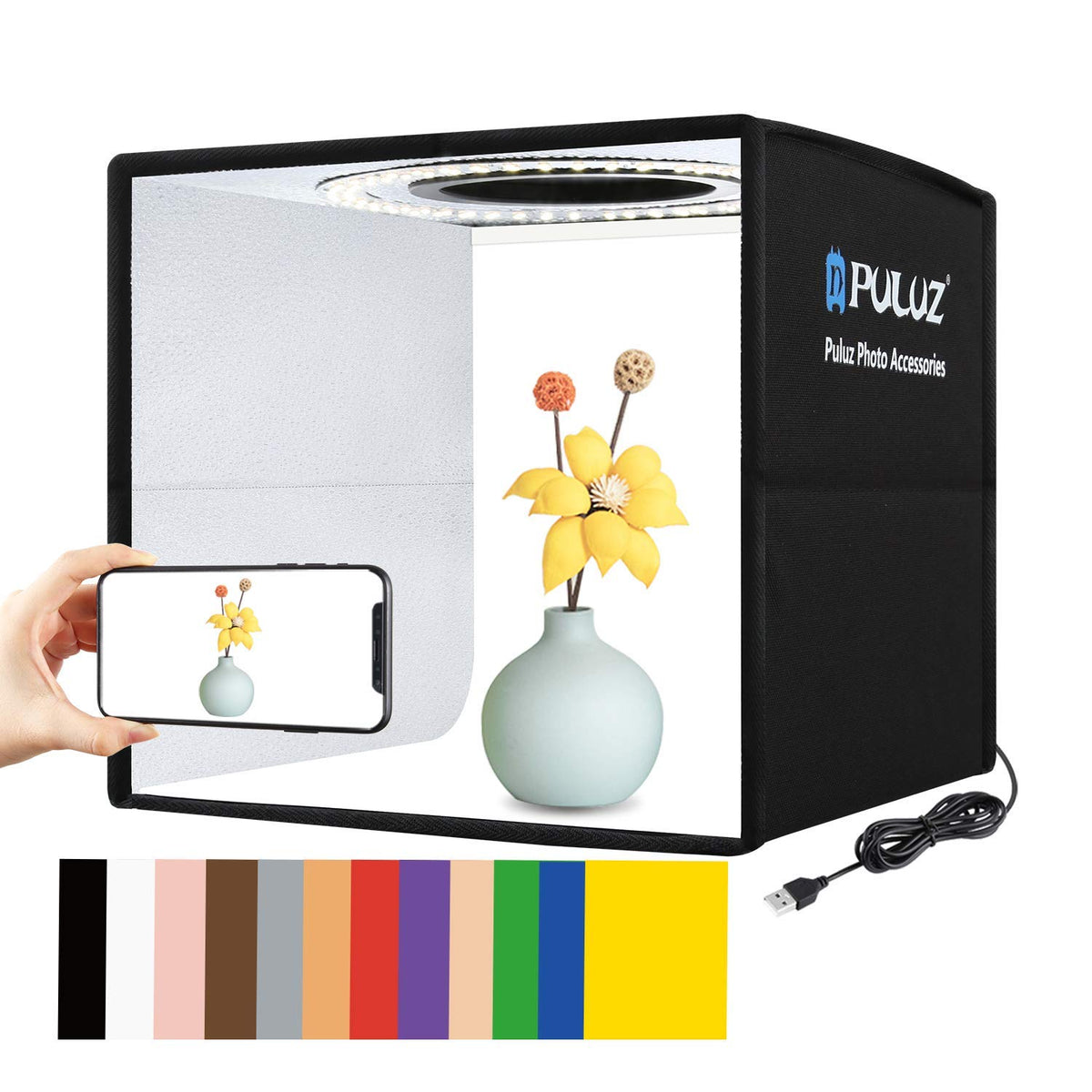 Portable Studio Box Foldable Photo Box Portable Studio Kit 12 Background Colors Led Dimmab ...