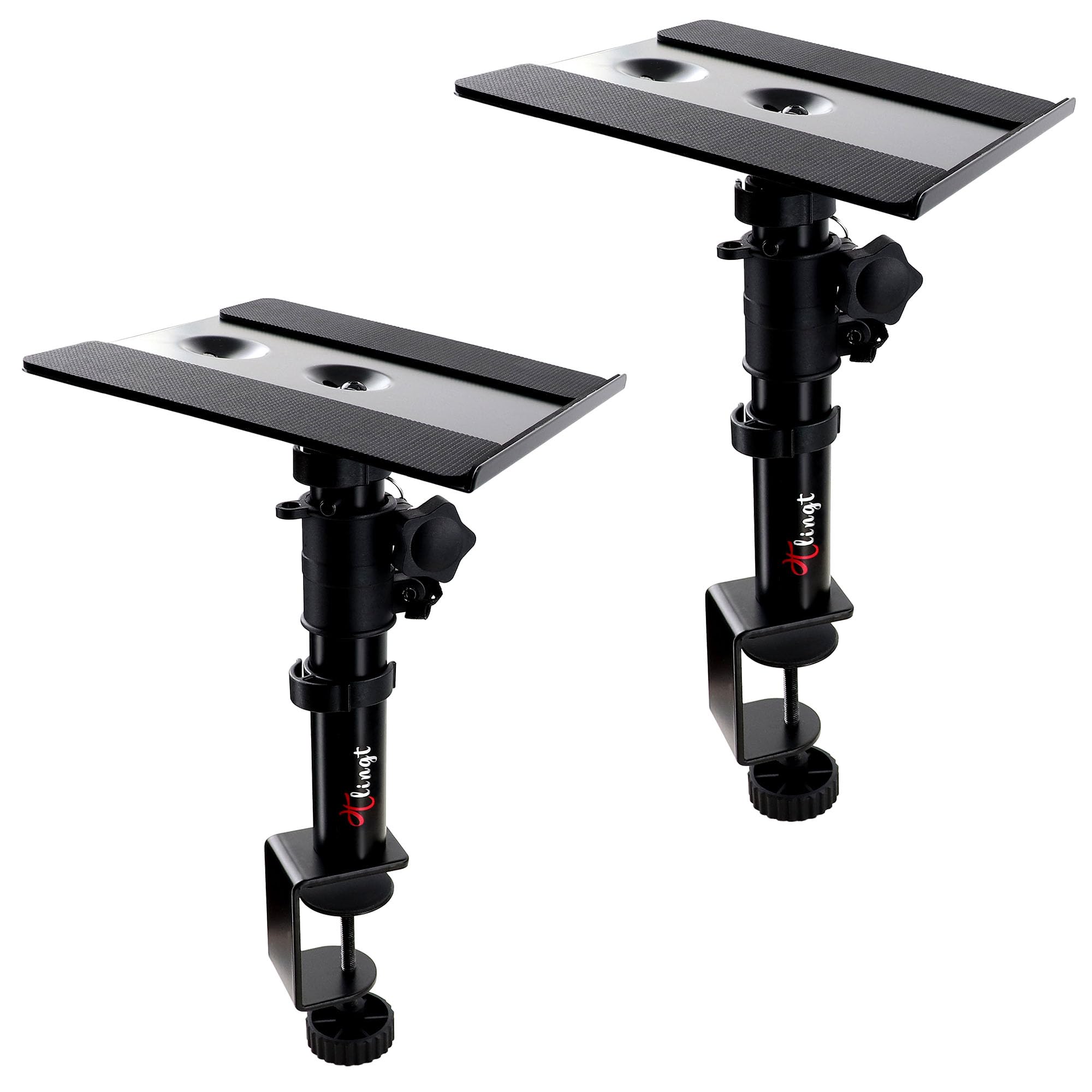 Desktop Speaker Stands Pair, Clamp-on Monitor Speaker Stand Riser Set of 2, 6.7   x7.9    Metal Tray, -10 to +10 Tilt Angle, Ide