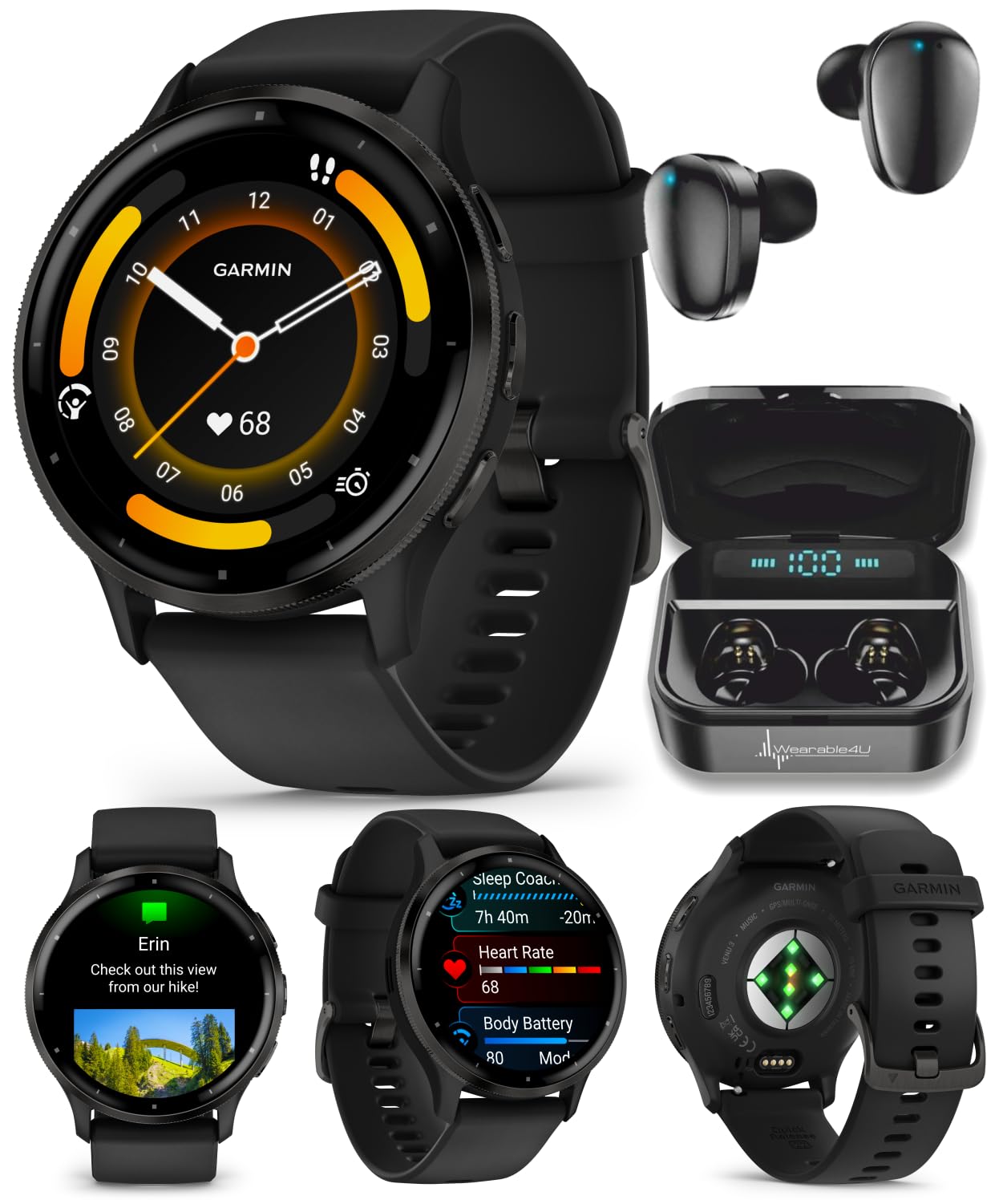 Wearable4U   Garmin Venu 3 Gps Smartwatch Amoled Display 45 Mm Watch, Advanced Health And Fitness Features, Up To 14 Days Of Bat