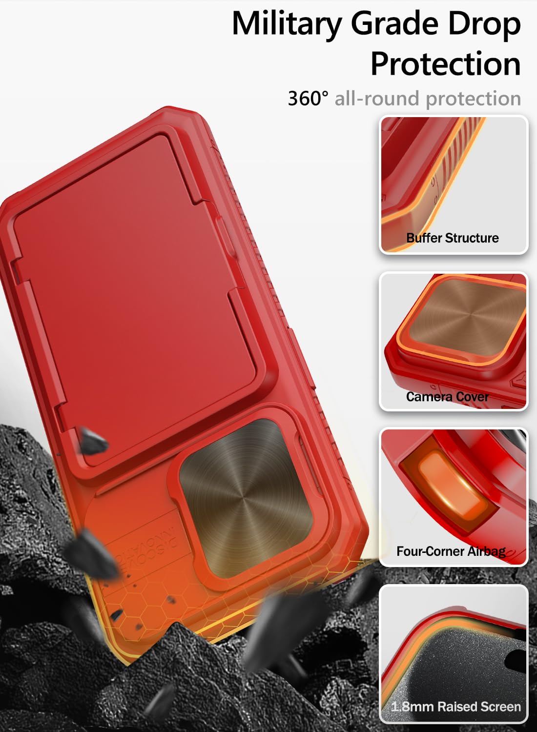 Vihibii For Iphone 15 Pro Wallet Case With Card Holder (4 Cards) & Slide Camera Cover & Kickstand & Raised Edges Protective Scre