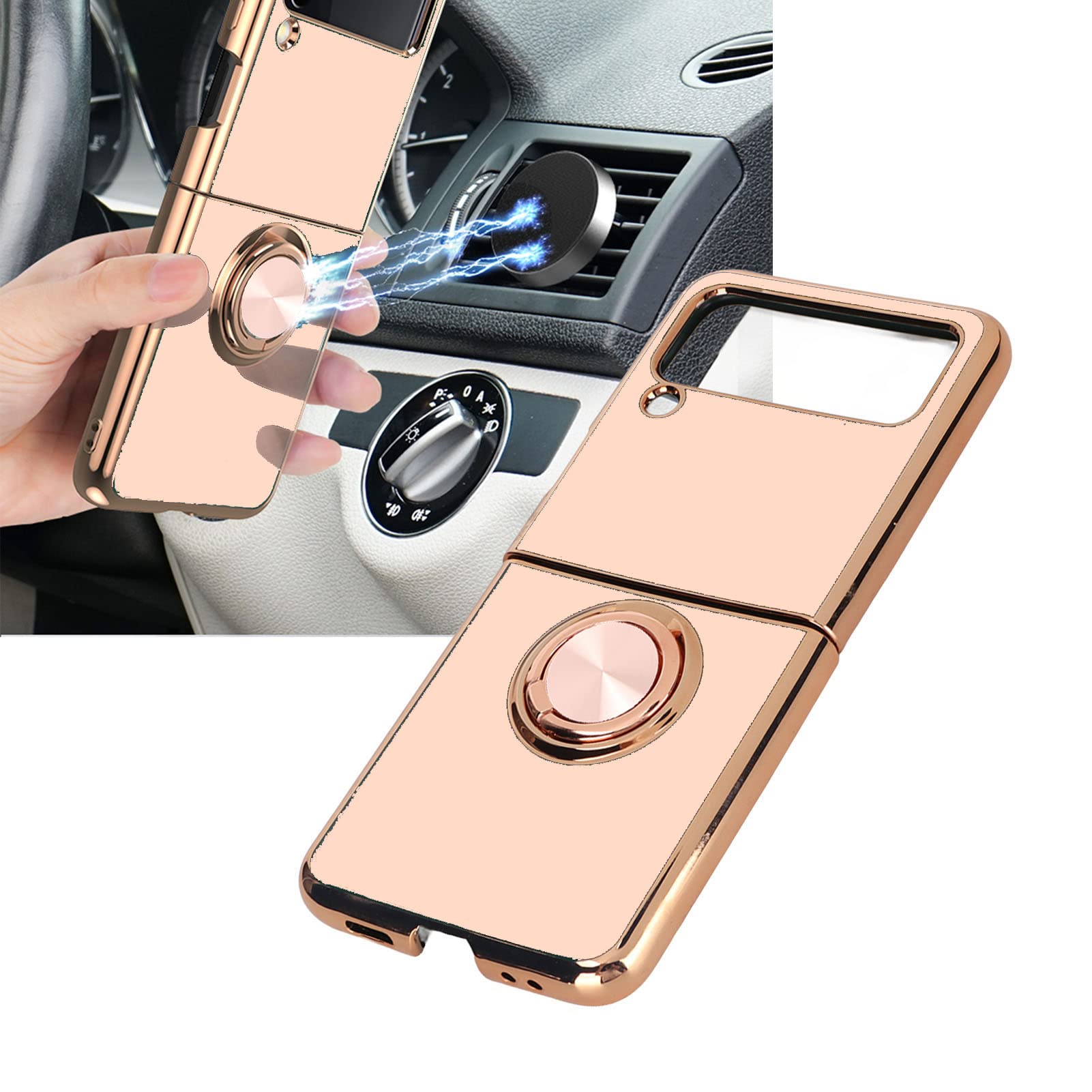 Diyeeni Compatible With Flip 3 Phone Cover, Cell Phone Protective Cover, With 360 Rotation Ring Holder, Scratch Protective Case,