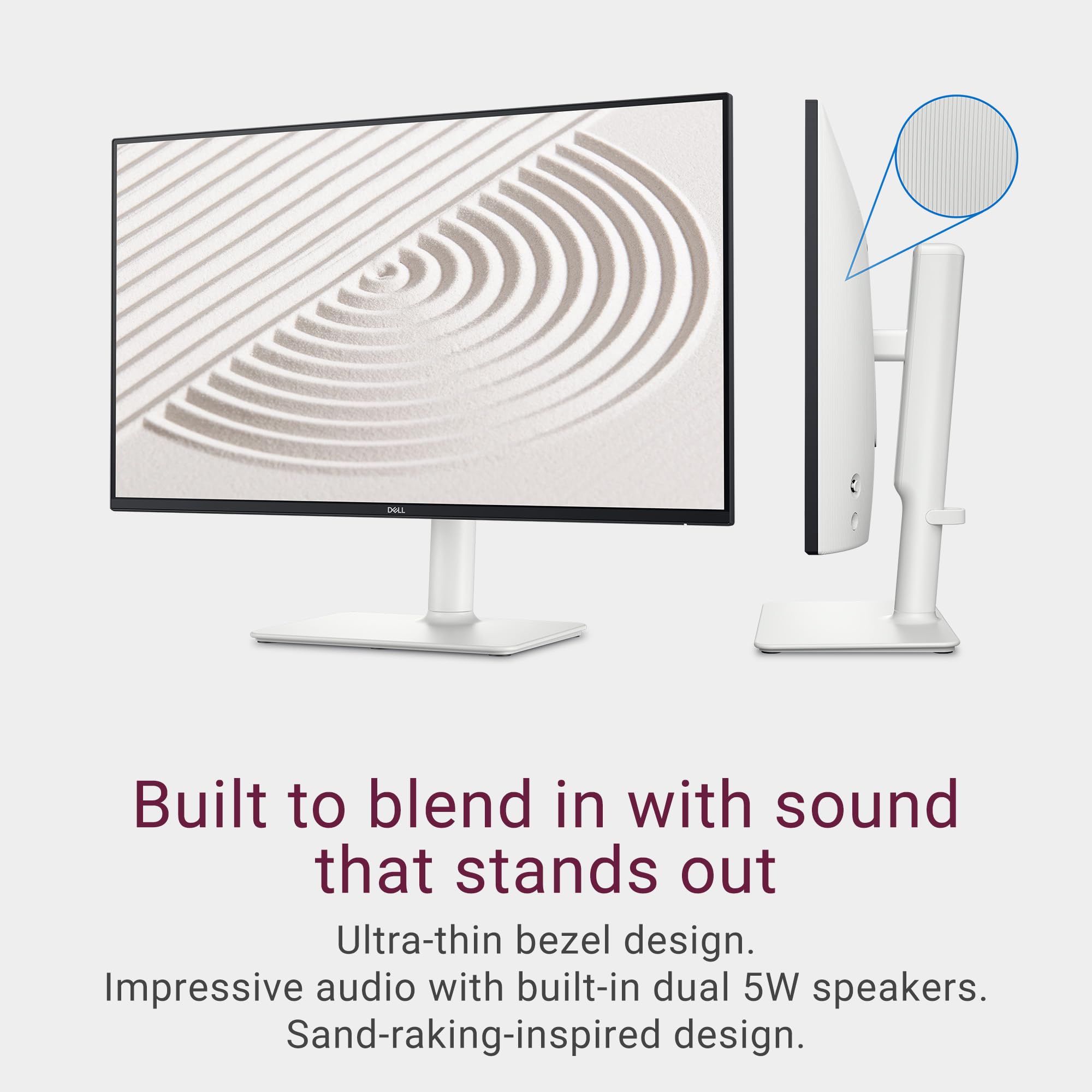 Dell S2425HS Monitor   23.8 Inch, FHD (1920x1080) Display, 100Hz Refresh Rate 1500:1 Contrast Ratio, T�V Rheinland Eye Comfort 4 Star, Integrated 2x5W Speaker, Height/Tilt/Swivel/Pivot   Ash White