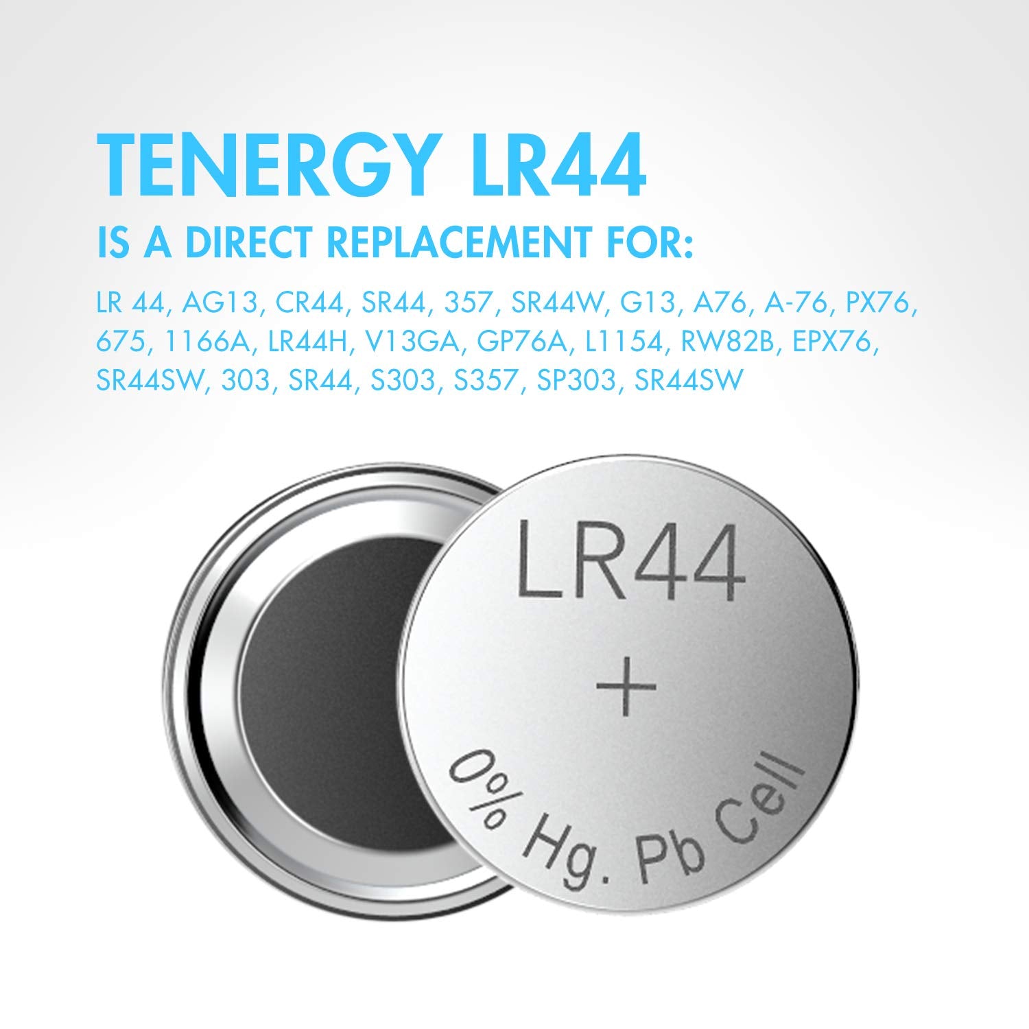 Tenergy 1.5 Volt Battery Lr44, Button Cell Lr44, Ag13/Lr44 Batteries Equivalent, Ideal For Watches, Laser Pointers, Small Toys,