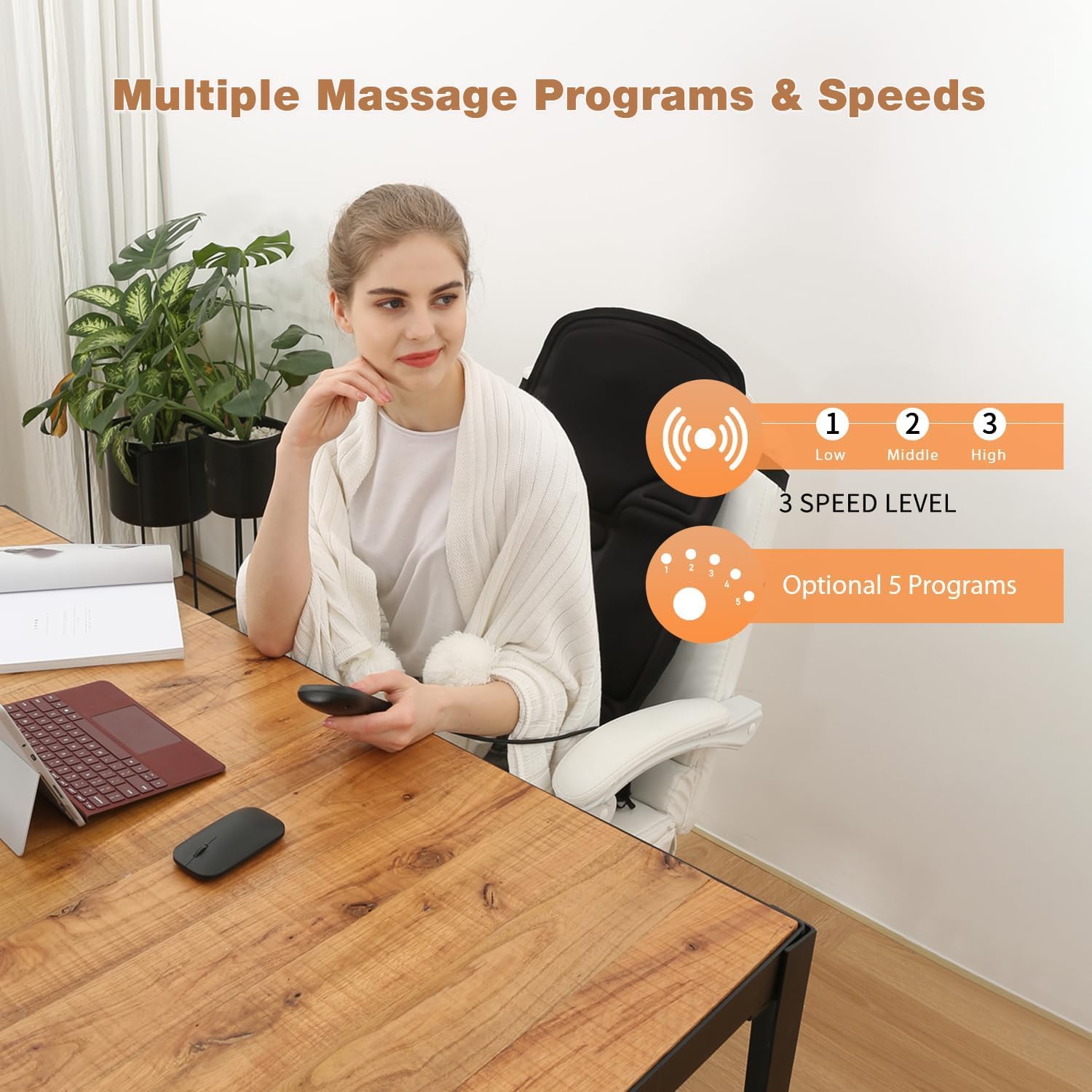 Back Massage Chair Pad, Back Massager With Heat For Pain Relief, Chair Massager For Full Body Massage, Deep Tissue Vibration Mas