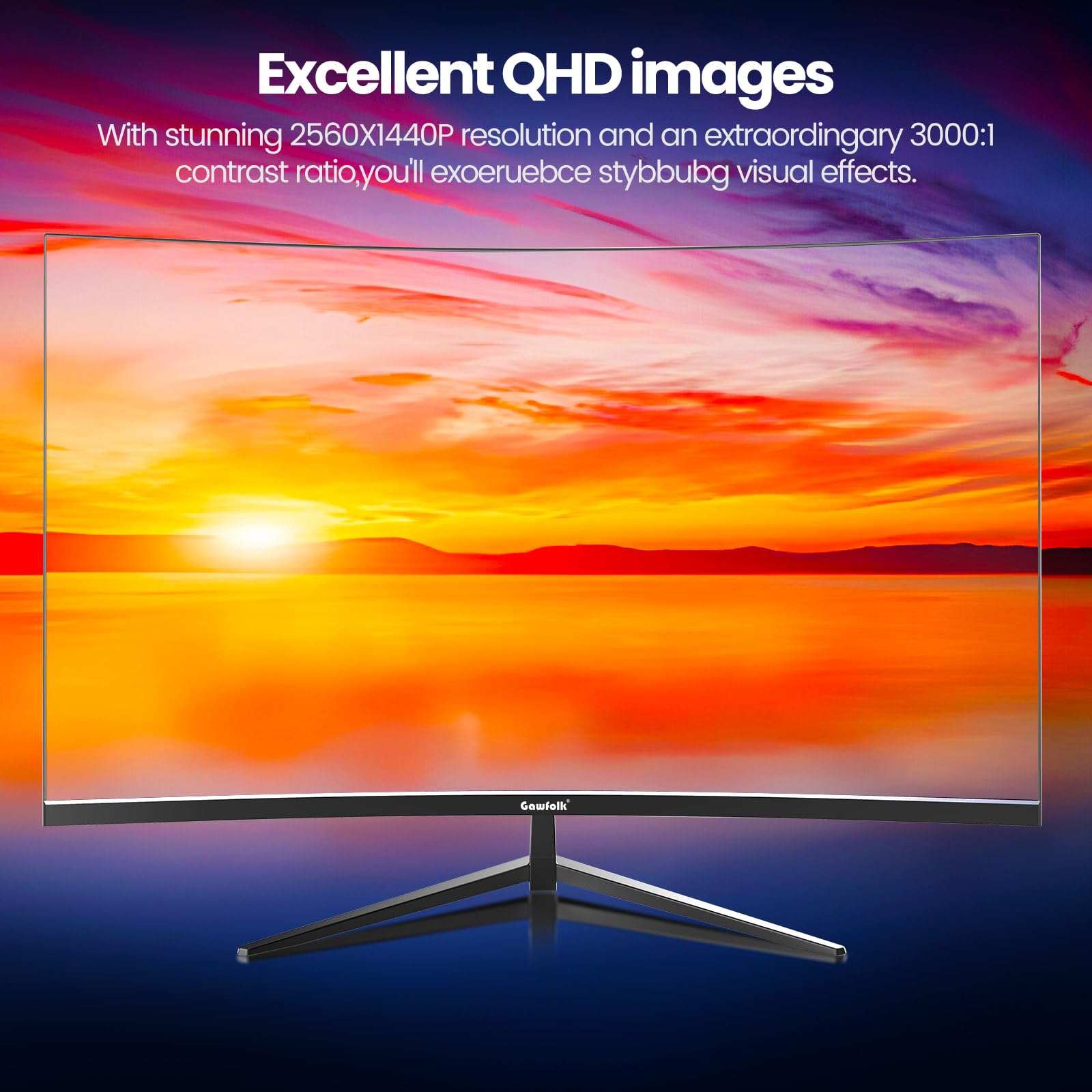 Gawfolk Monitor 32 Inch Computer Monitor Qhd (2560 X 1440) 2K 1500R Curved Computer Monitors 75Hz Pc Monitors Va Screen For Home