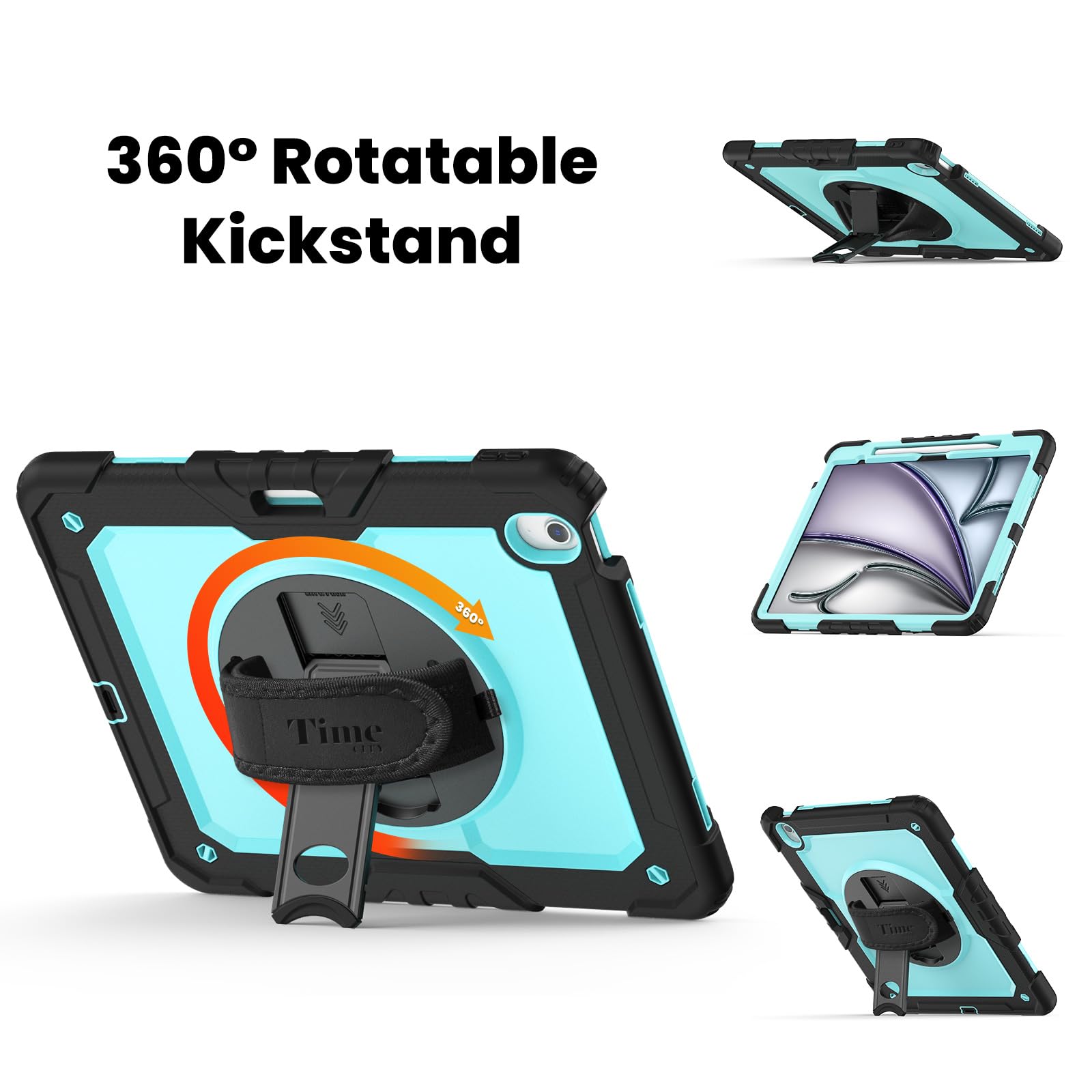 Timecity Case For Ipad Air 13 Inch M2 2024(Model: A2898, A2899, A2900) With Built In Screen Protector, 360 Rotating Kickstand, A