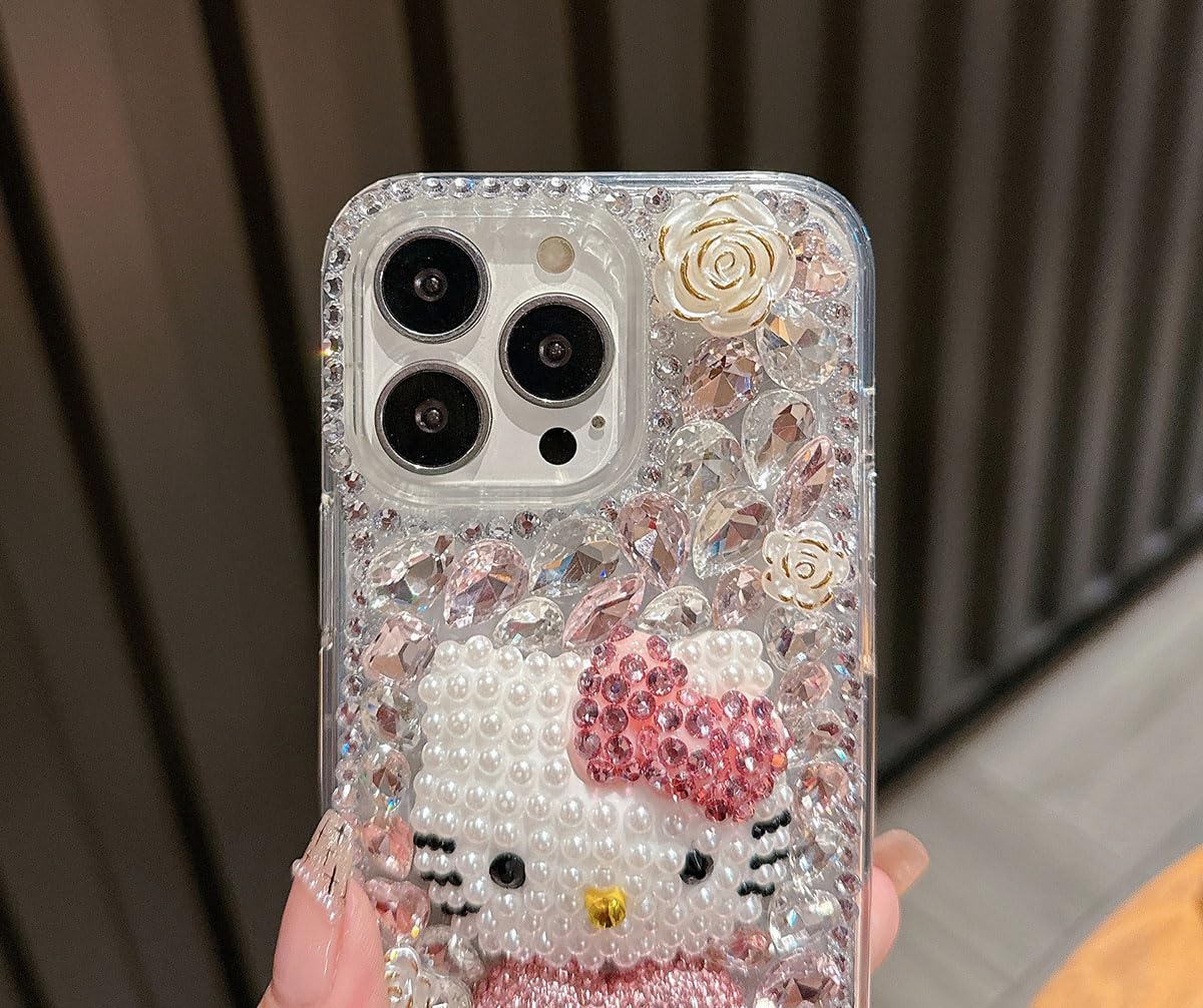 Compatible With Iphone 16 Pro Max Case Bling Diamond Glitter Rhinestone For Girls Women Cute Sparkly Shiny Gem 3D Bowknot Crysta