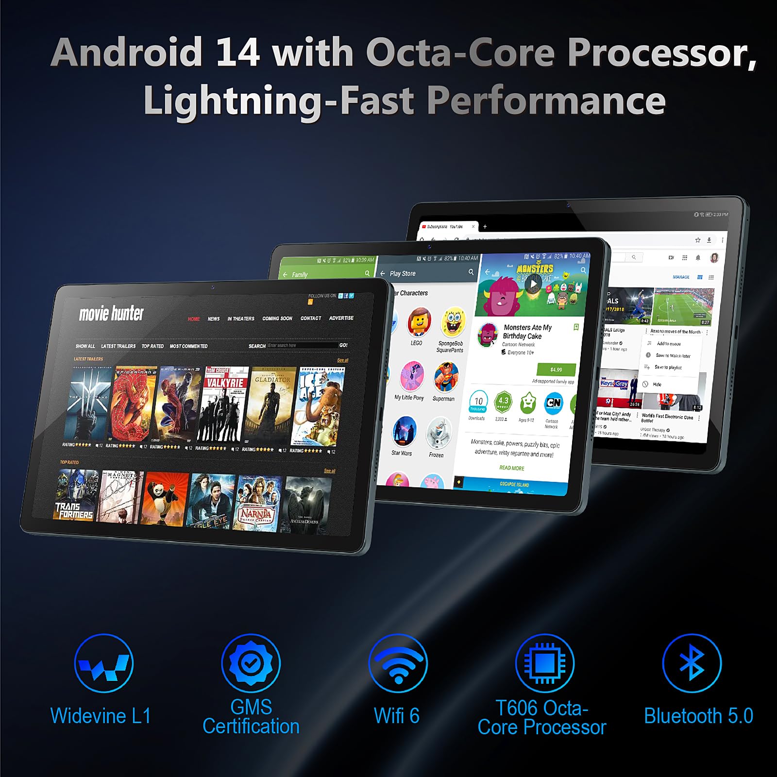 Tablet 11Inch Android 14 Tablet, 2024 Newest Tablets With Octa Core Processor, 8Gb Ram 128Gb Rom 512Gb Sd Card Expandable, 13+5M