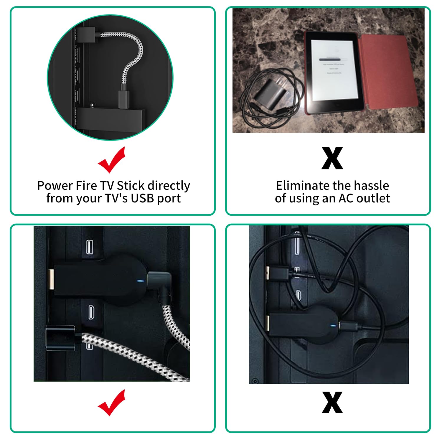 Podline Usb Power Cable For Fire Stick, Powers Streaming Tv Stick From Tv Usb Port Without The Clutter, Eliminates Ac Power Adap