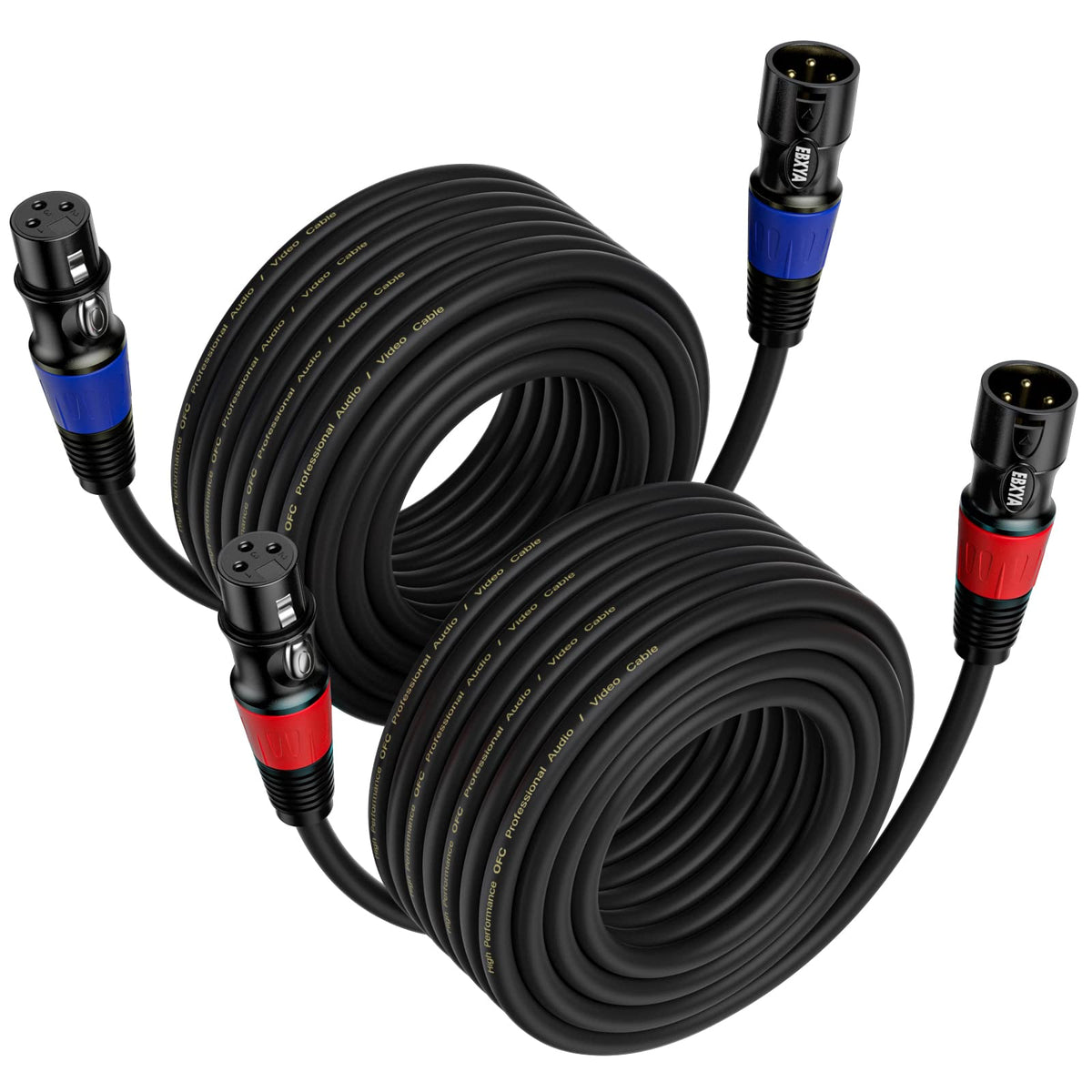 Ebxya Xlr Cables 50 Ft 2 Packs   Standard Balanced Xlr Microphone Cable With 3 Pin Xlr Male To Female Xlr Speaker Cables