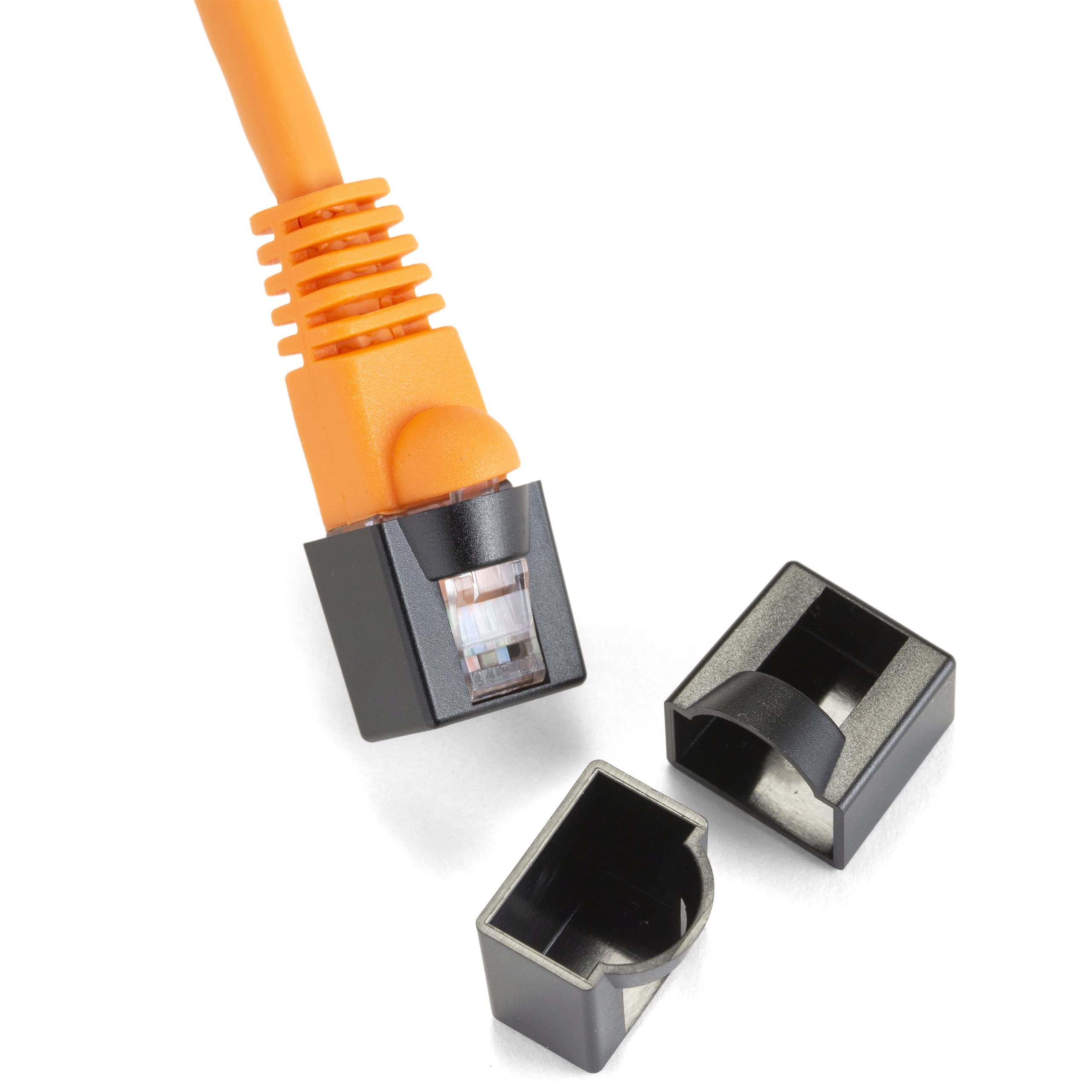 NTW Click on/Lockable RJ45 Plug Protector CAT5e/Cat6/Cat6a/Cat7/Cat8 Ethernet Head Dust Covers (25 Pack)Black