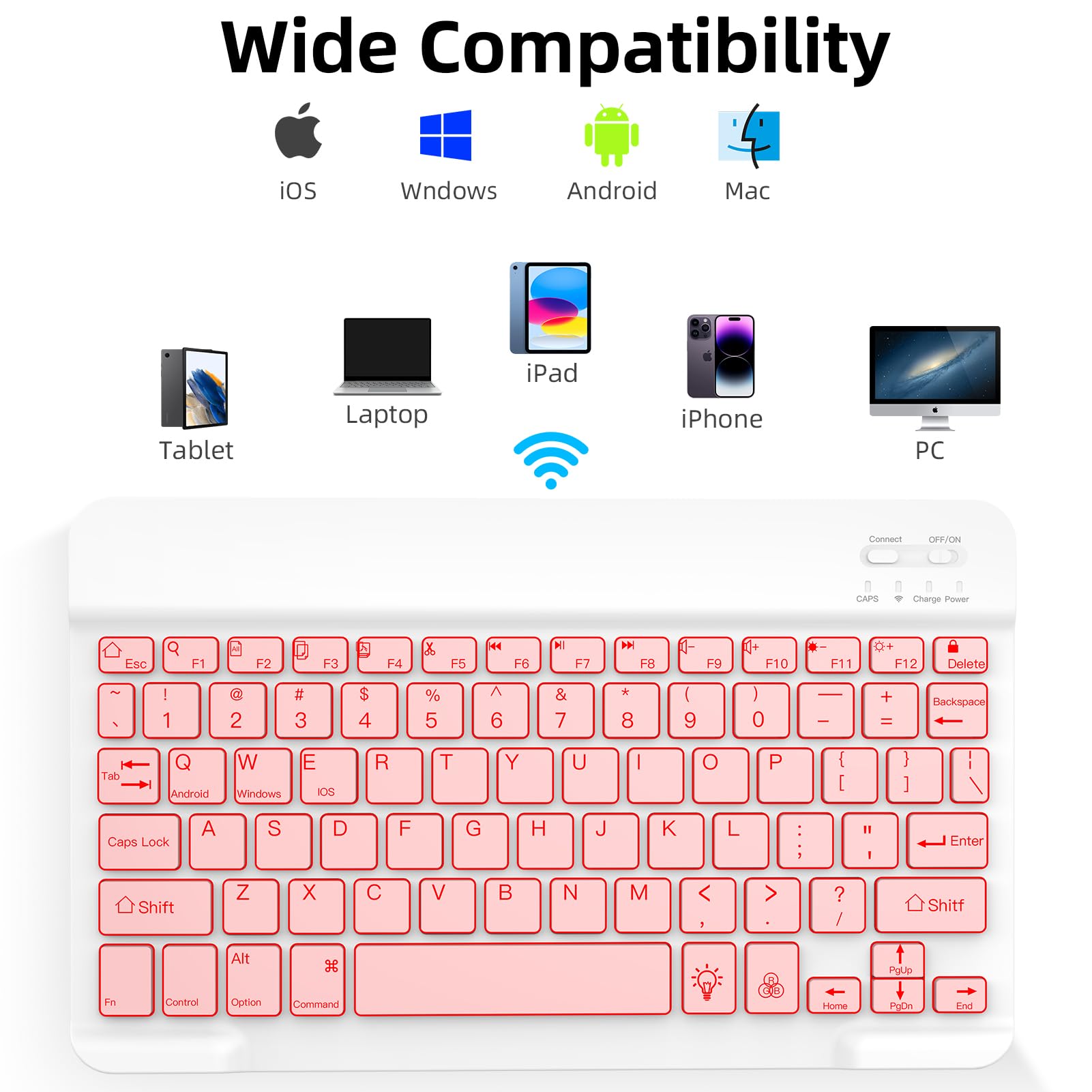 Xiwmix Ultra Slim Wireless Bluetooth Keyboard 7 Colors Backlit Universal Rechargeable Portable Keyboard For Ipad Pro/Air/Mini/Ip