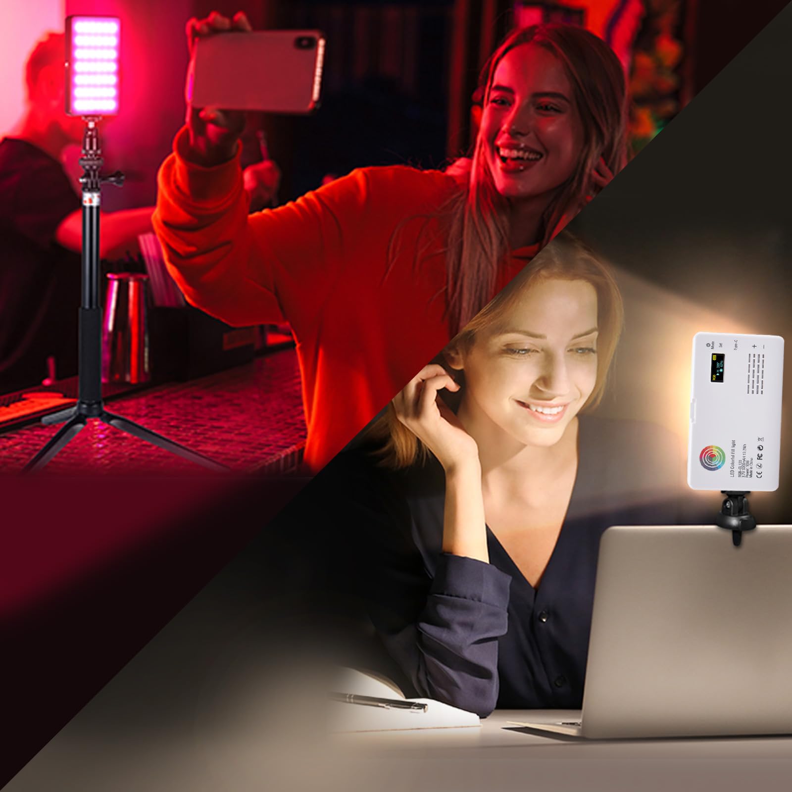 Rgb Video Light Pocket Led On Camera Lights Camera Lighting Built In 3100Mah Rechargeable Battery 360 Full Color 20 Light Effect