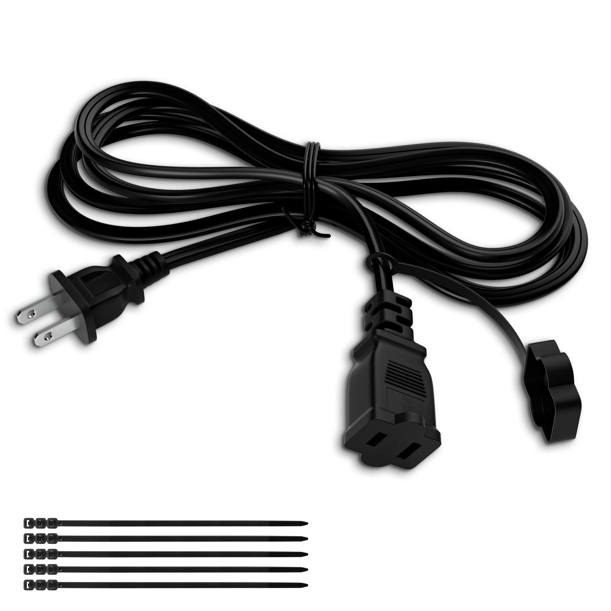 2 Prong Extension Power Cord 15 Ft, Elecan Us Ac Male To Female Power Cable 125V 10A Etl Listed Outlets For Nema 5 15P To Nema 5