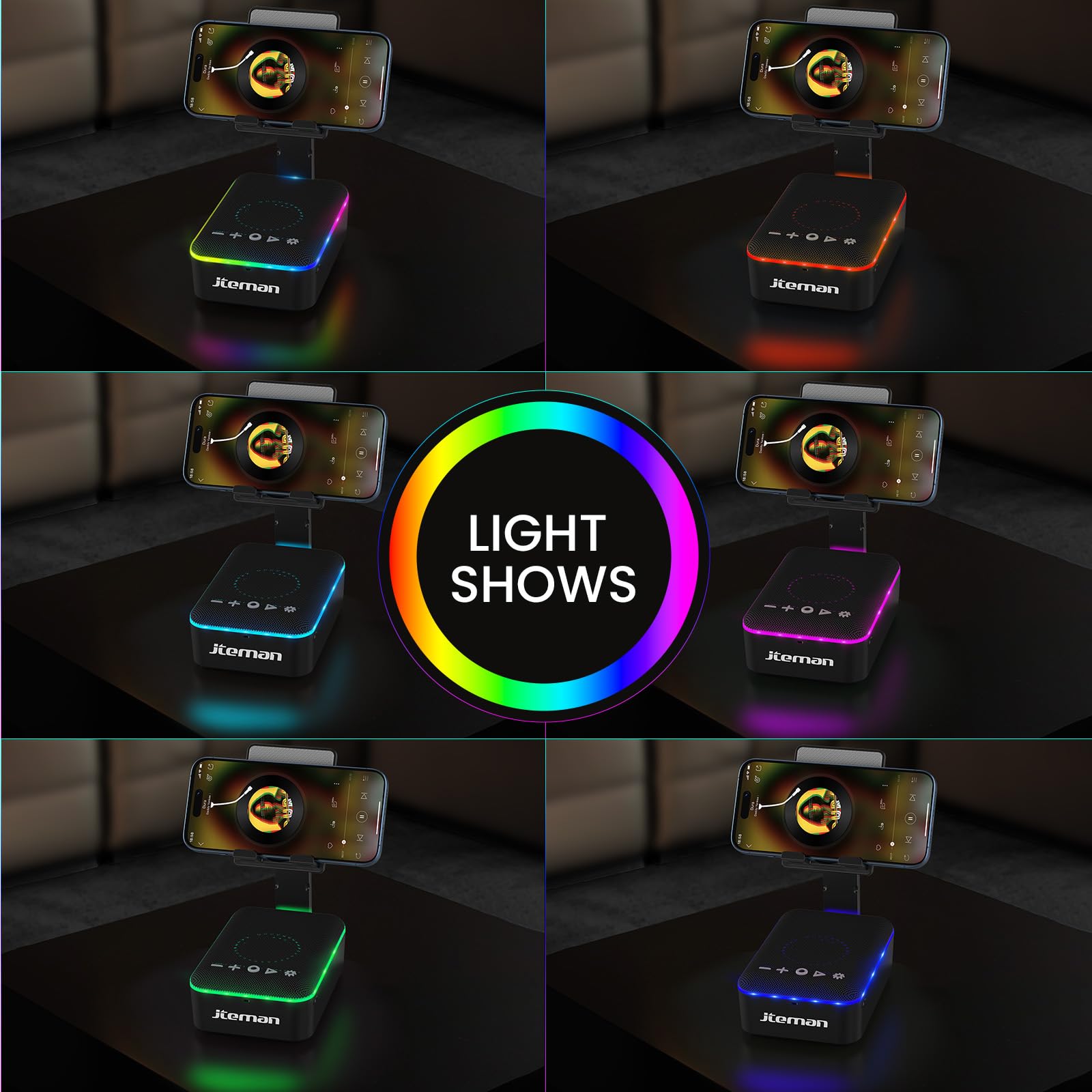 Jteman Gifts For Men Women,Cell Phone Stand With Bluetooth Speaker,Led Light,And Lanyard,Cool Tech Gadgets,Unique Birthday Gifts