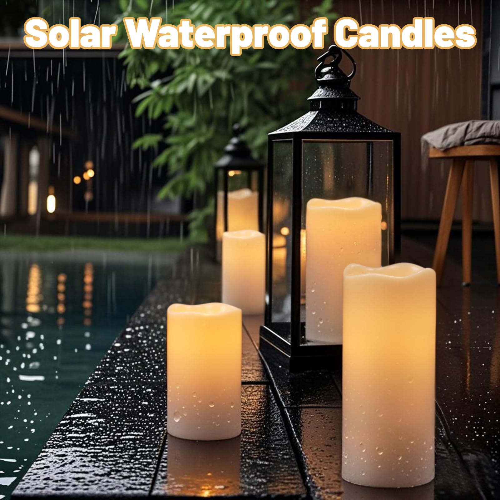 Wondise Solar Candles Outdoor Waterproof Ip65 Rechargeable Solar Candles, Dusk To Dawn, Outdoor Pillar Candle For Camping Patio