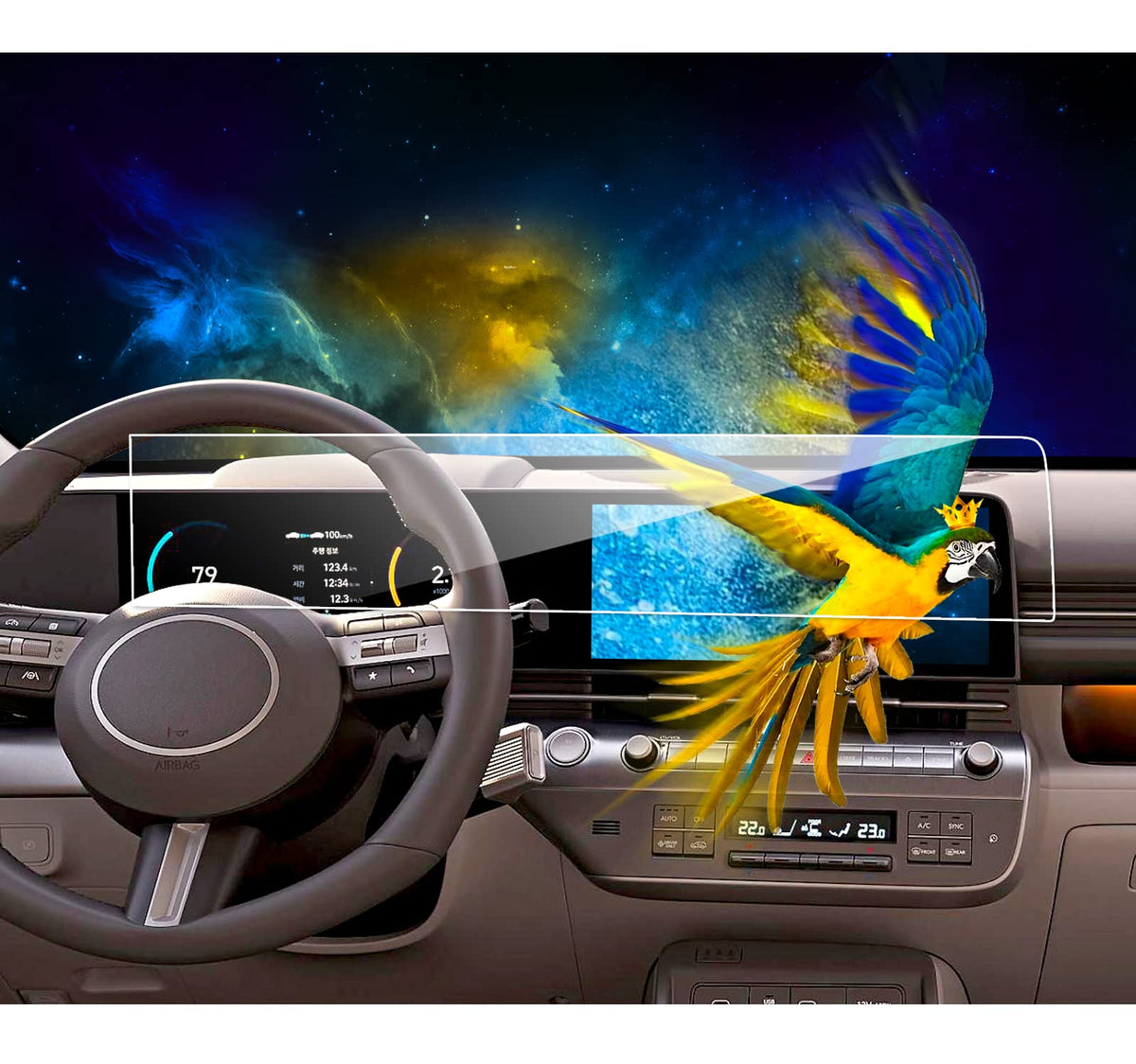 Eueky 2Pcs 2024 Kona Screen Protector Design For Hyundai Kona 2024 Dual 12.3 Inch Touch Screen Kona Screen Protective Film Kona 