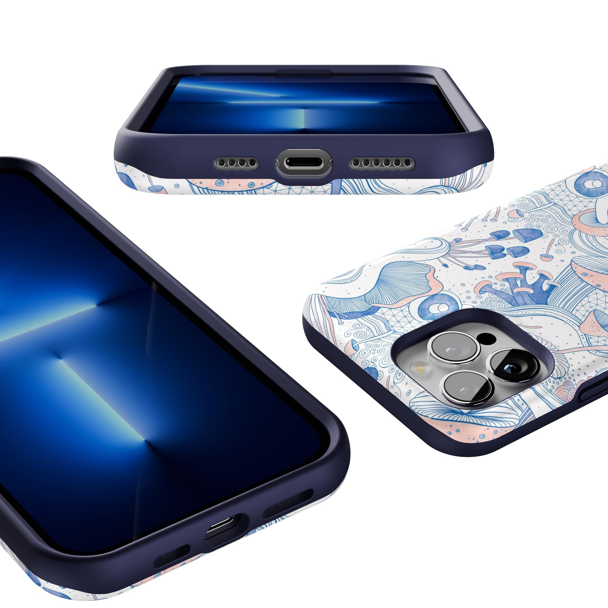 Casely iPhone 13 Pro Max MagSafe Case Thermoplastic Polyurethane Enchanted Forest Mushroom Floral B-195T-MS