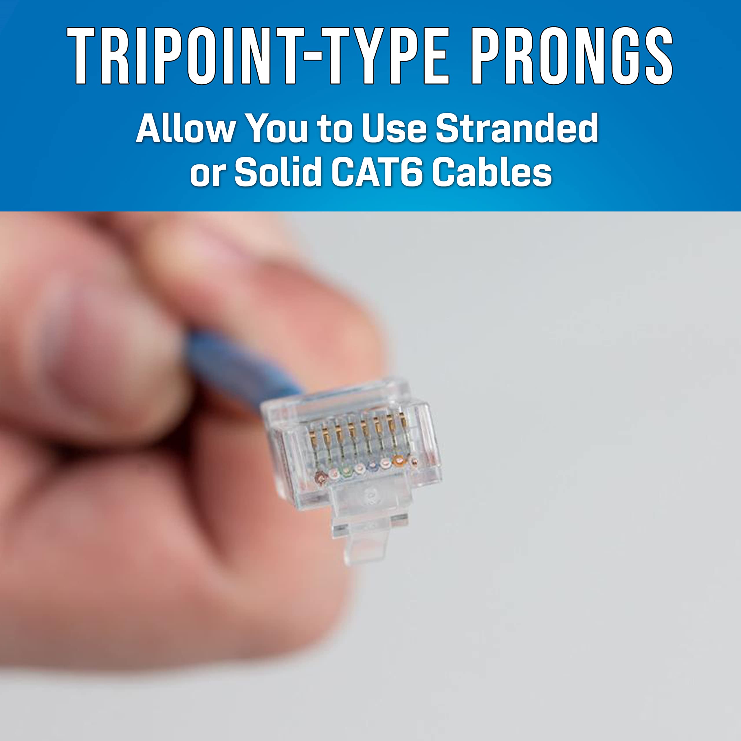 Jonard Tools Rj45-650 Cat6A Rj45 Pass-Through Connectors For Network Cables (Pack Of 50)