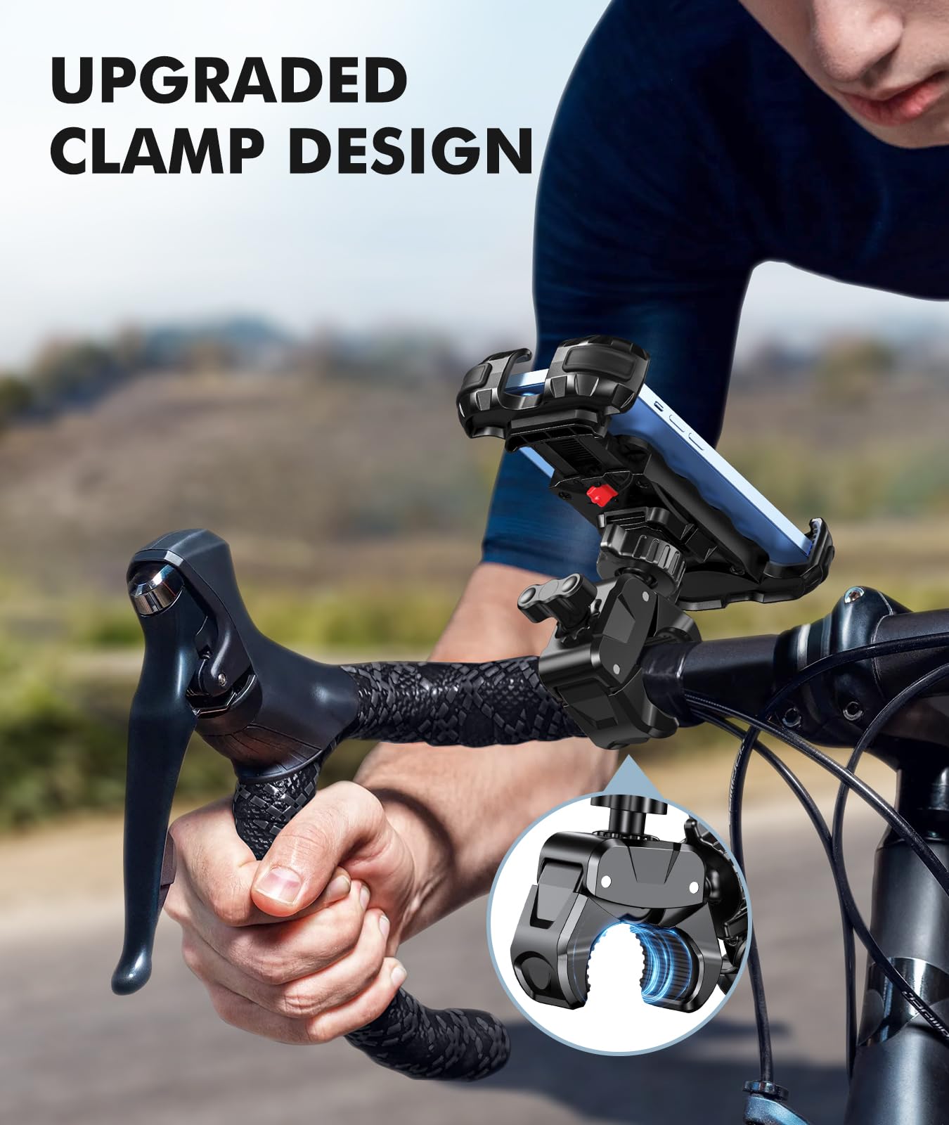Zewdov Motorcycle Phone Mount - 360° Rotatable, Anti-Drop, Fits 4.7-6.7" Phones, Black, Model B6C, Durable Plastic,