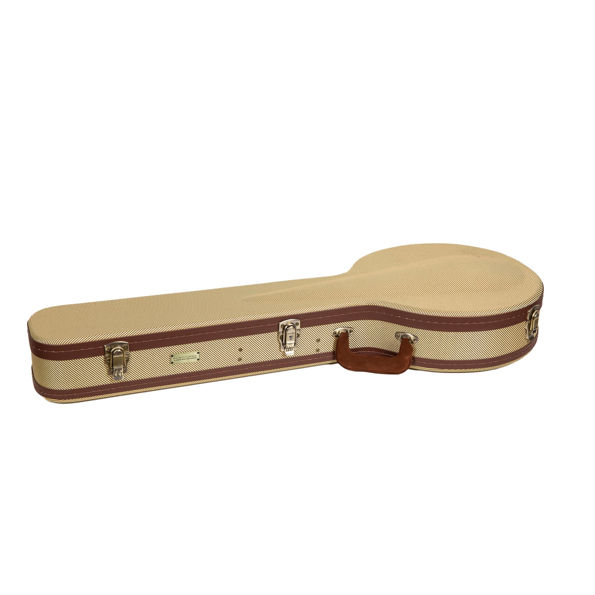 Crossrock Master Series Openback Banjo Case | Classic Fabric Tweed Exterior, Re-Engineered Wooden Shell, Leather Handle & Deep R