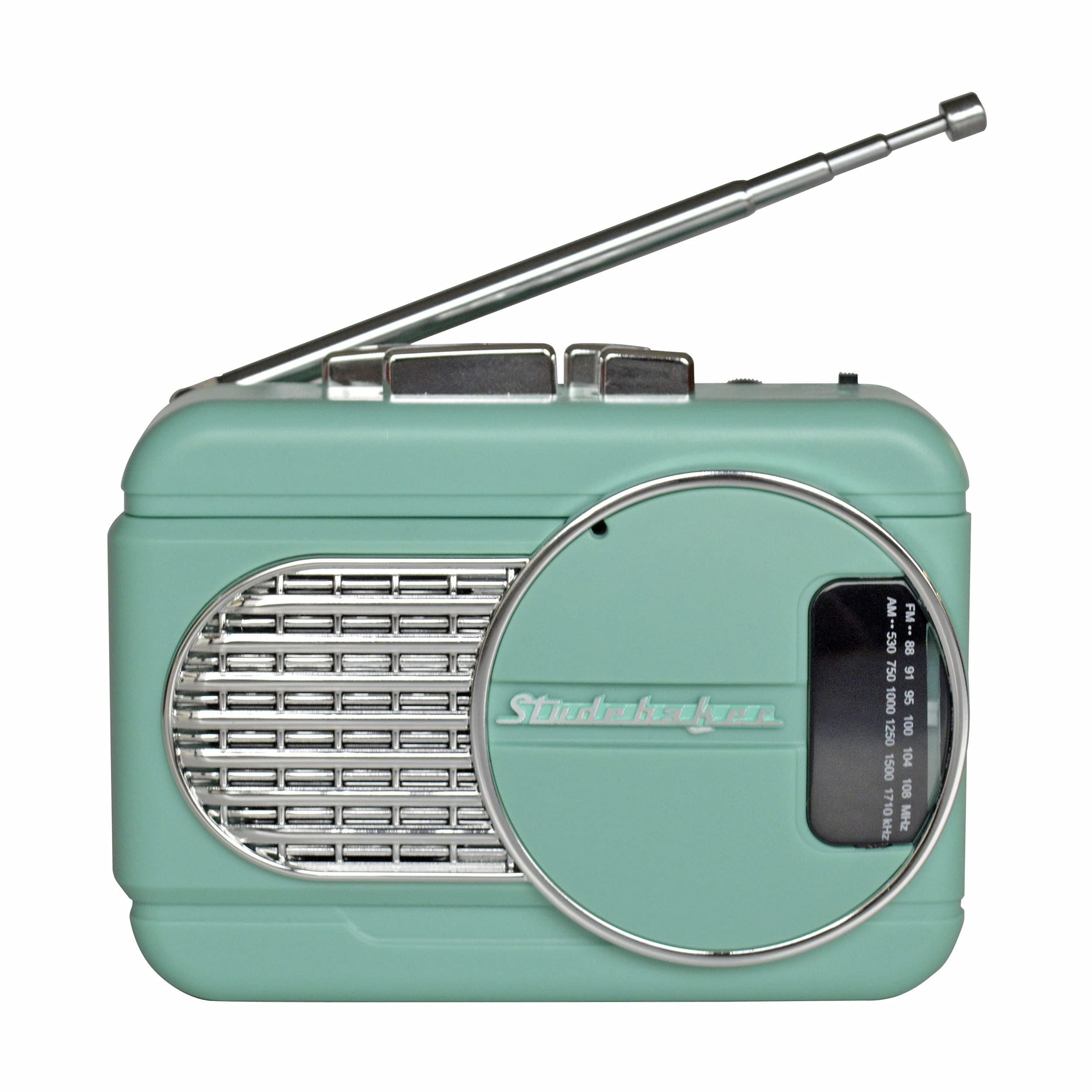 Studebaker Walkabout Ii Walkman Personal Stereo Cassette Player With Am/Fm Radio And Built In Speaker (Teal/Silver)