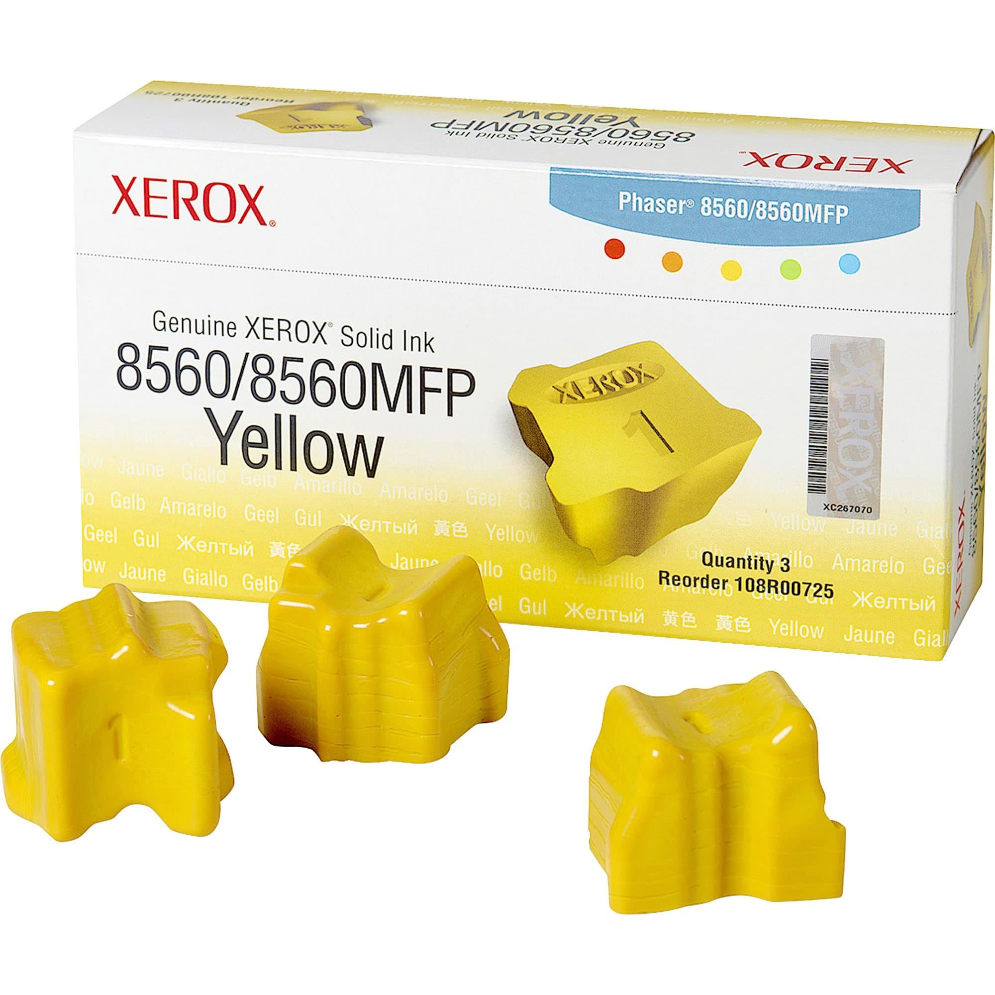 Xerox 8560 Yellow Solid Ink Sticks, Pack Of 3, 108R00725