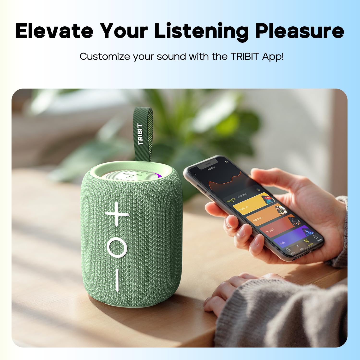 Tribit Bluetooth Speaker Stormbox Mini+, 12W Shower Speaker With 360 Sound, 12H Playtime, Custom Eq, Bt5.4, Ipx7 Waterproof, Rgb