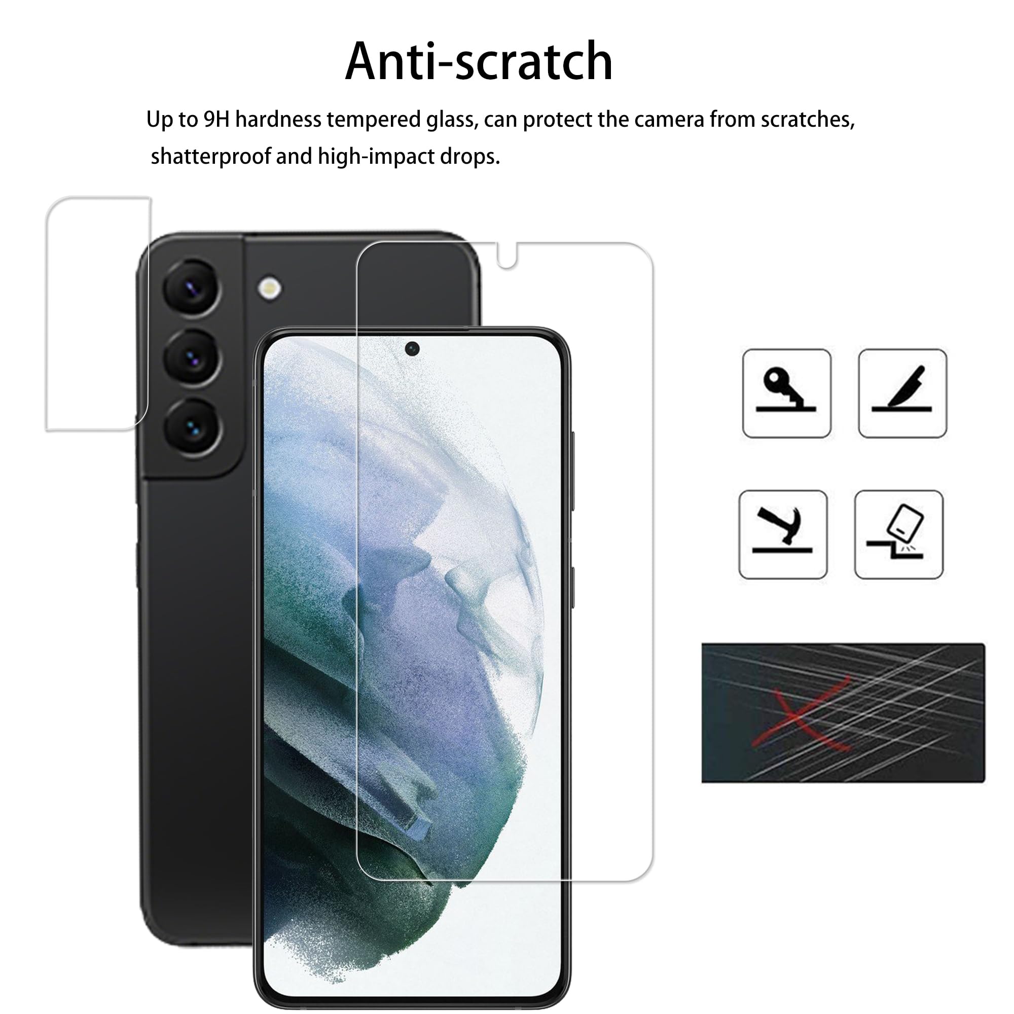 Hkkais Designed For Samsung Galaxy S21 + Plus 5G Tempered Glass Screen Protector 2 Pack Camera Lens Protector Film 2 Pack